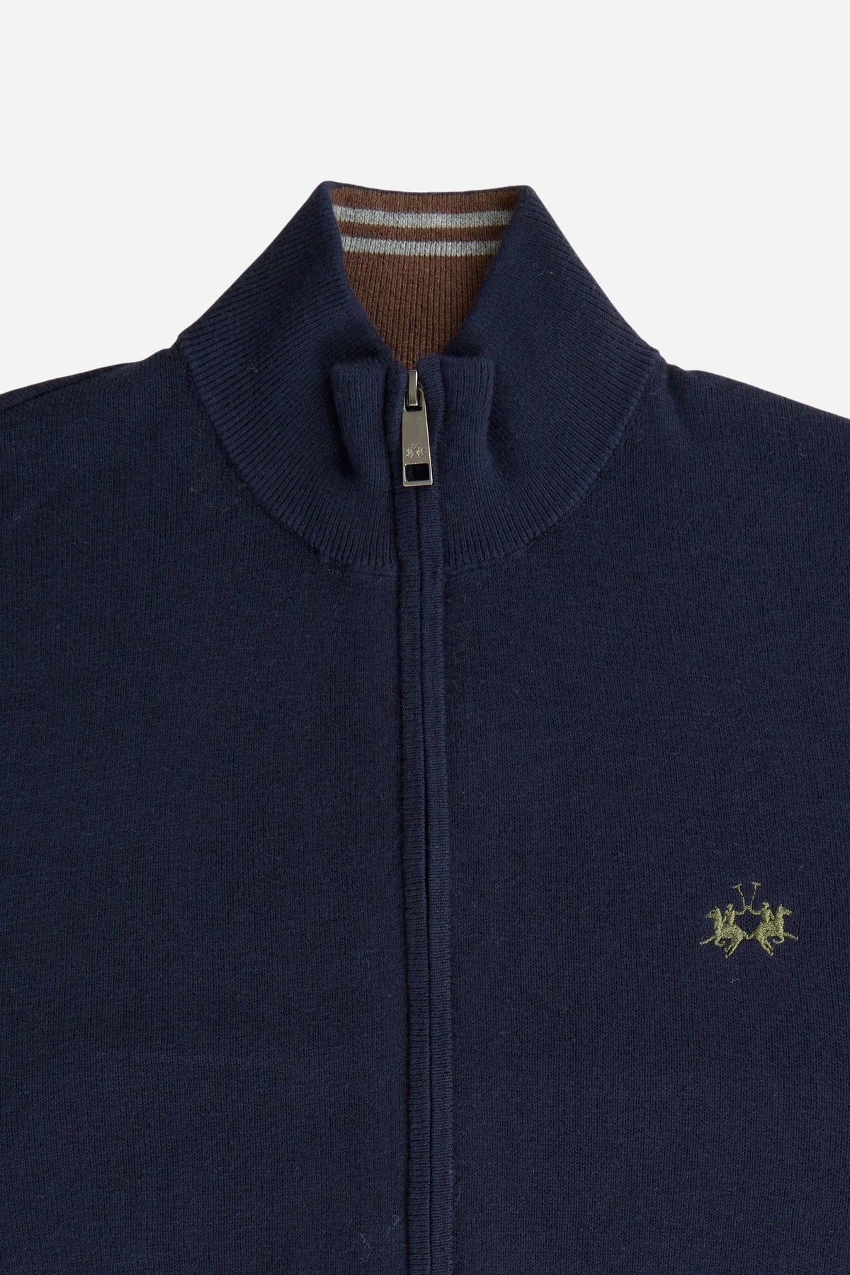 Jersey de hombre con cremallera completa, algodón y lana, coderas - Emerson