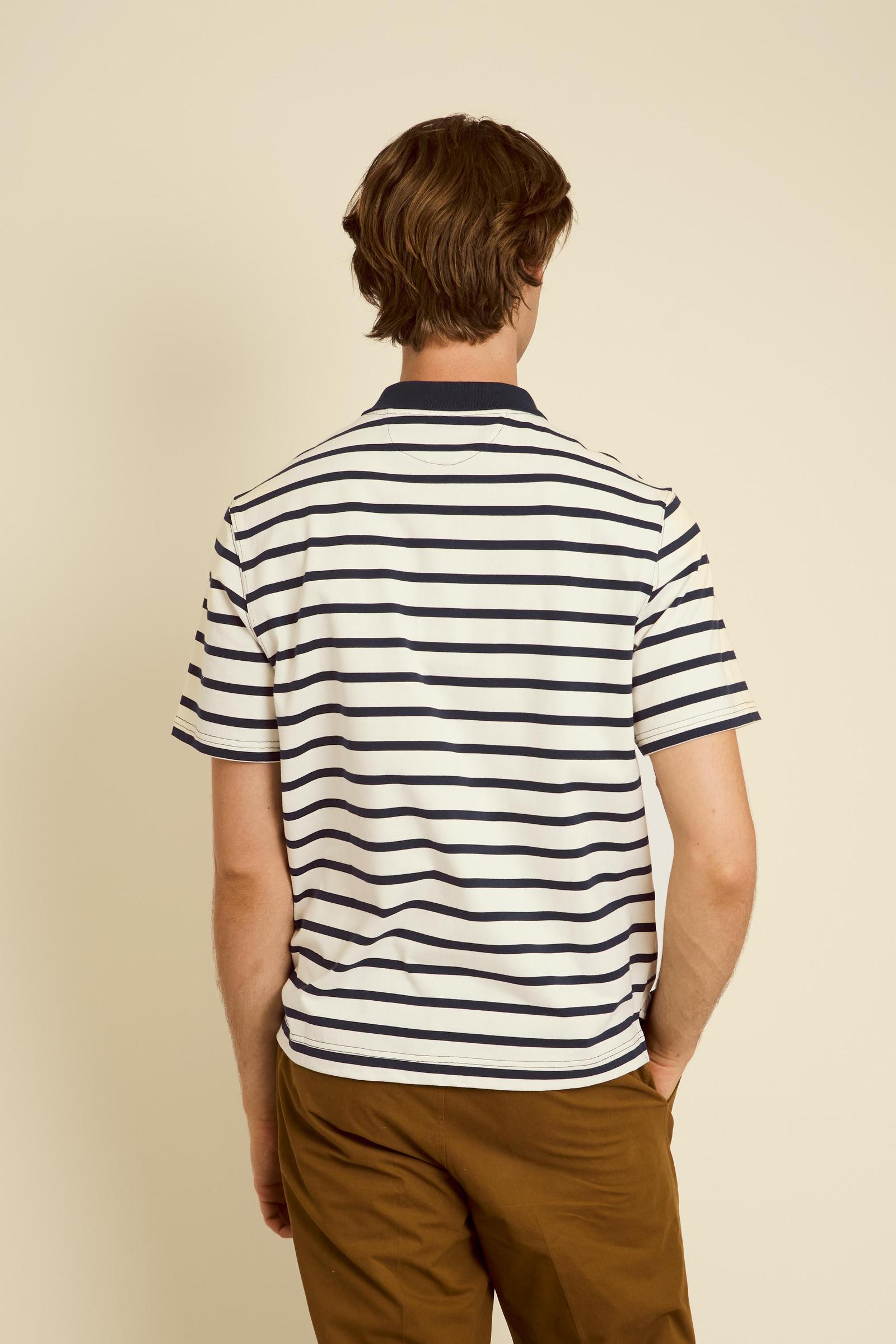 Men’s short-sleeved striped heavy jersey polo shirt - Claudius