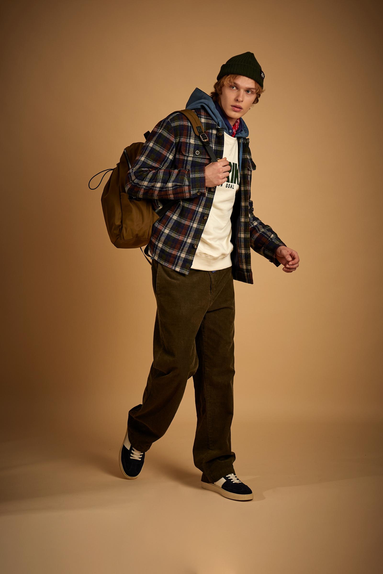 Padded tartan jacket in wool felt - Derek