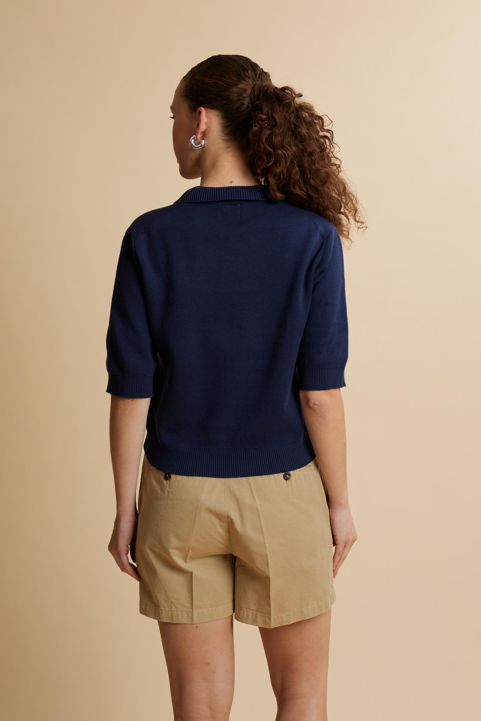 Women’s compact knit polo with maxi intarsia - Candela