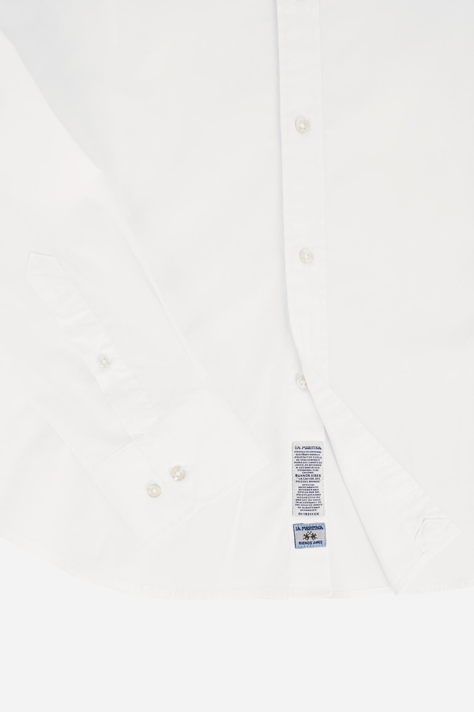Men's long-sleeved shirt in cotton poplin with a regular-fit and button-down collar                                                                        - Optic White