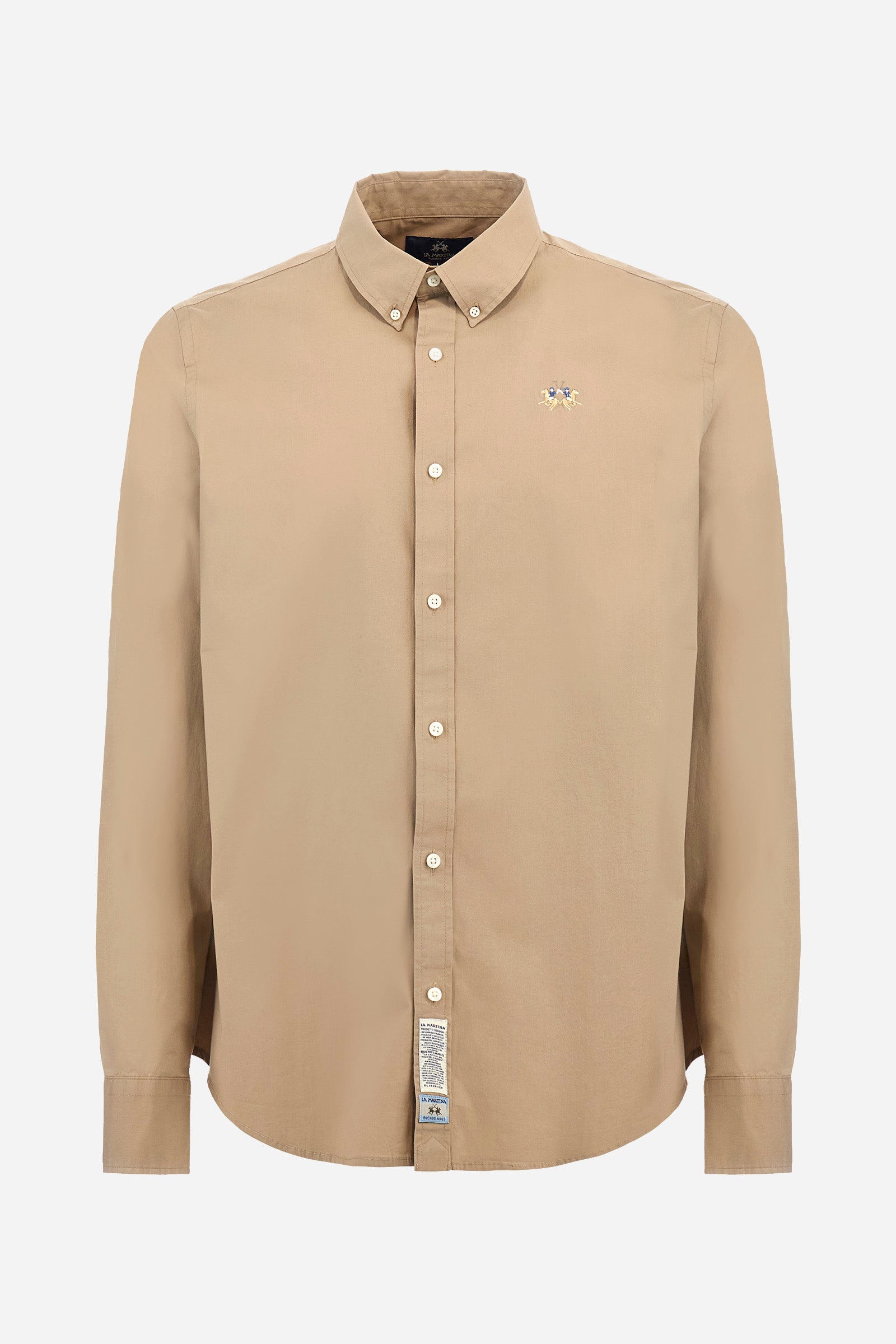 Slim-fit shirt in elasticated cotton - Leon