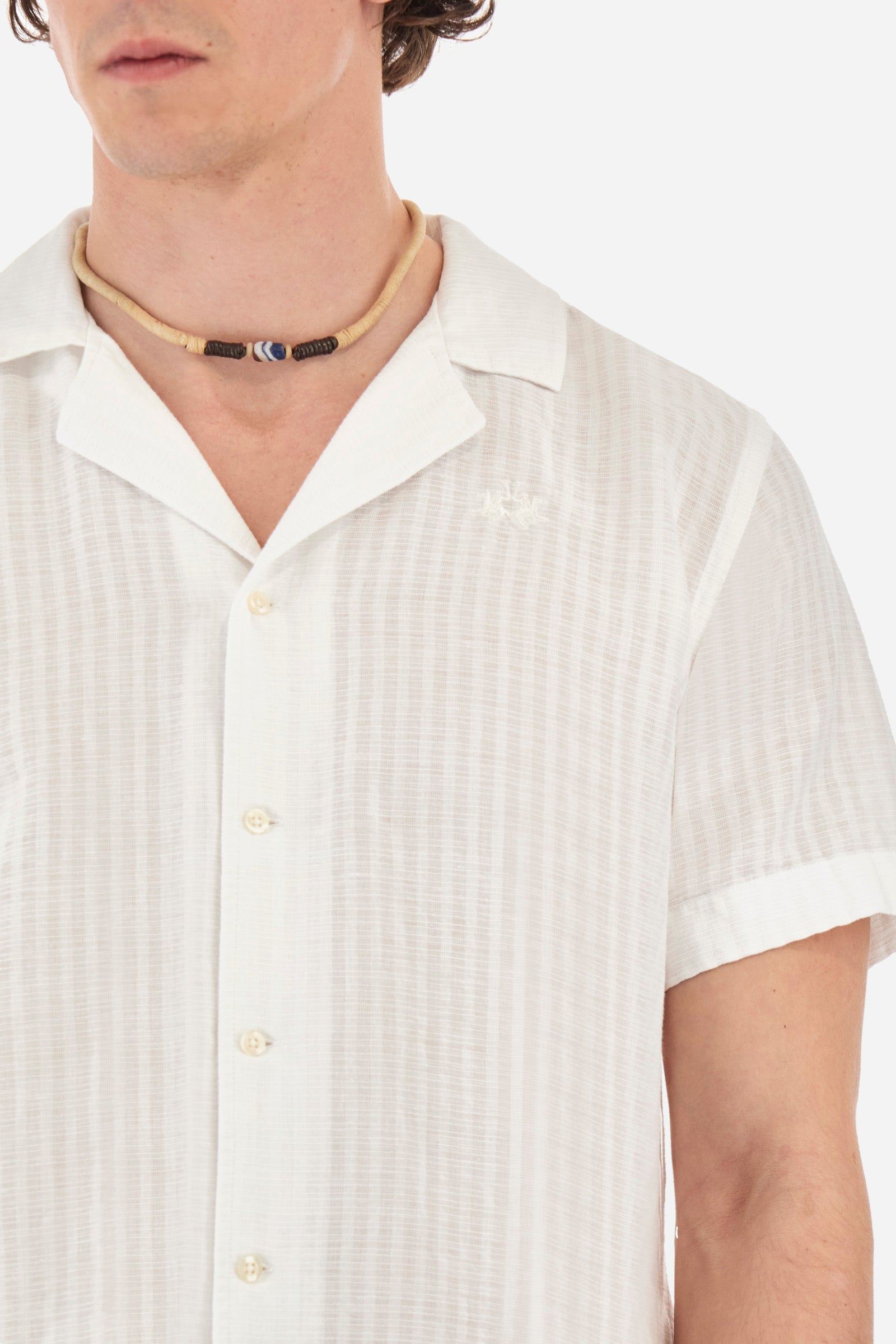 Chemise à manches courtes avec imprimé rayé en coton et lin - Yul