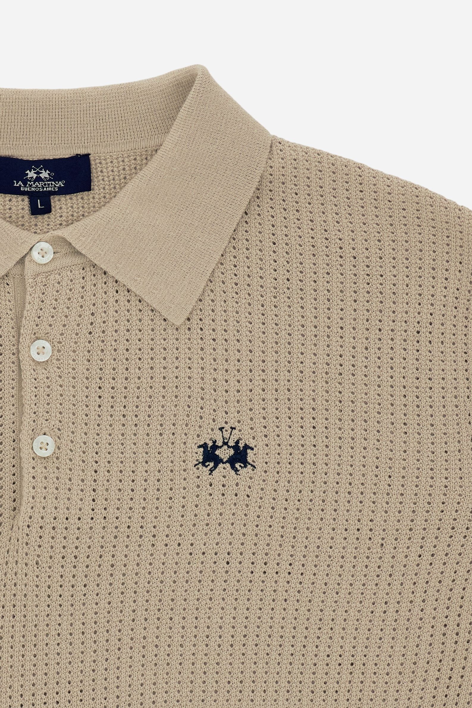 Men’s polo shirt in open-knit organic cotton - Carlton