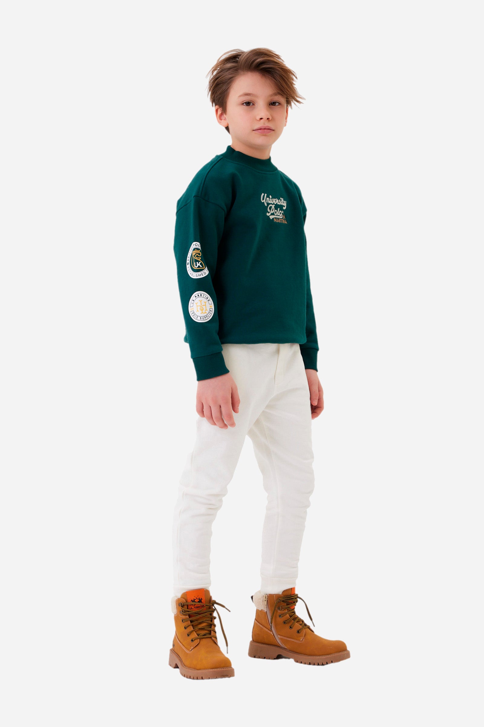 Boy's crew-neck college-style sweatshirt