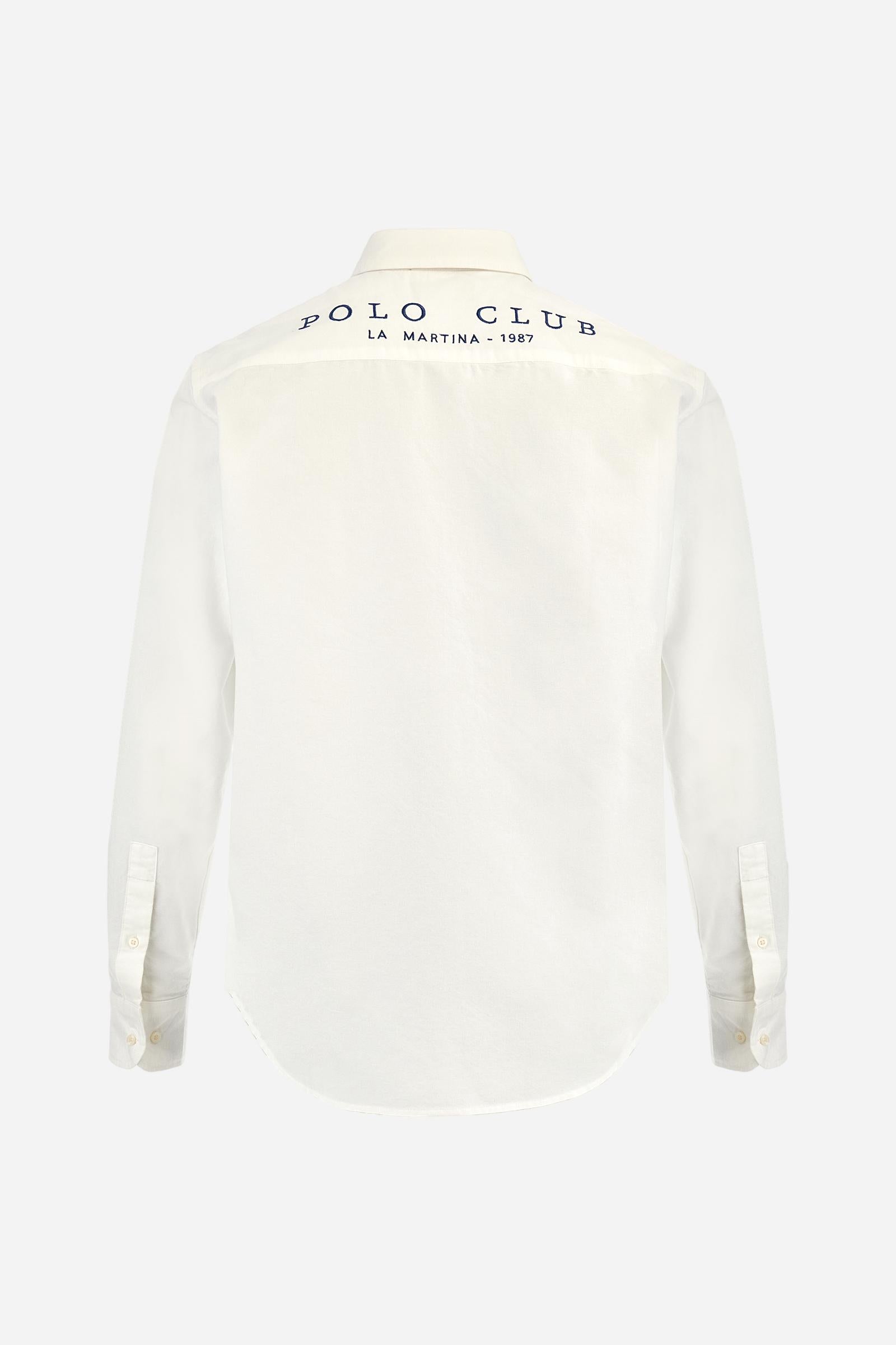 Men’s oxford stretch cotton shirt. Regular fit, button-down collar and contrasting Polo Club graphics. - Optic White