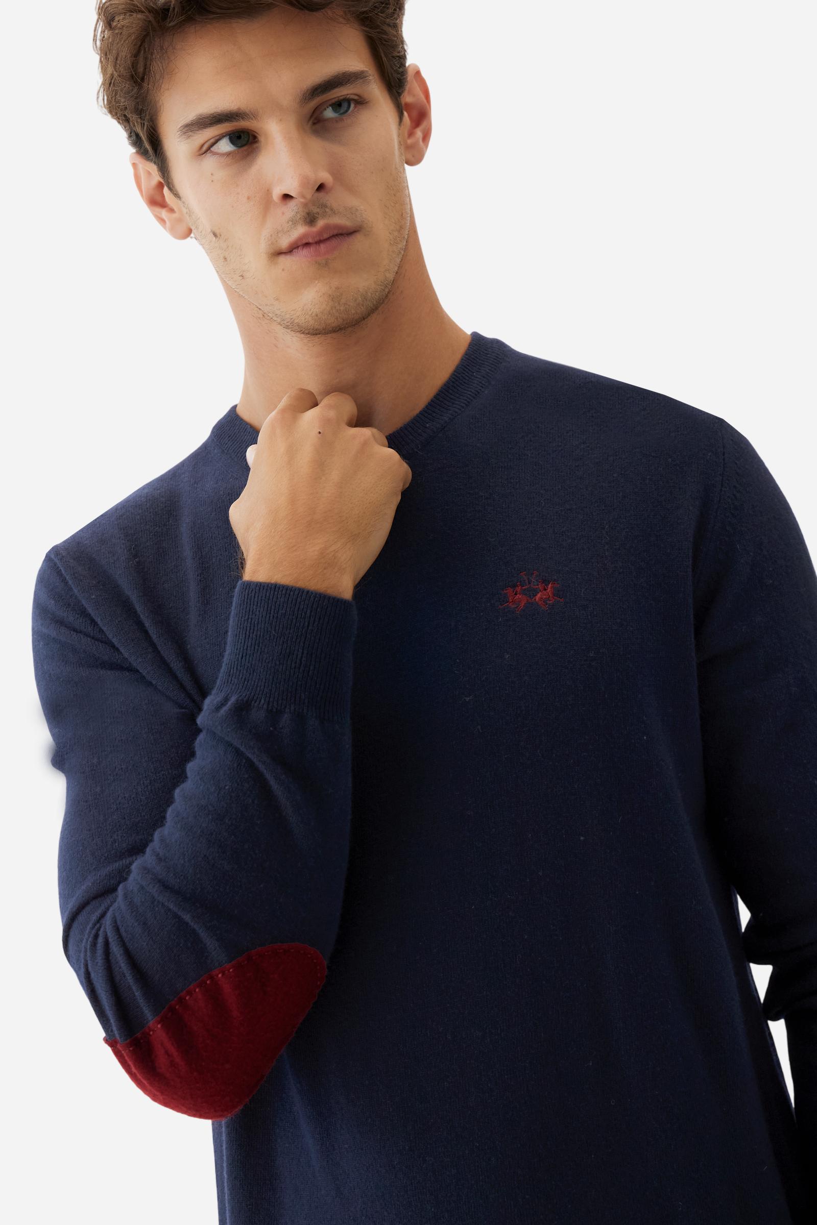 Men’s crew neck sweater with elbow patches - Bobbiejo