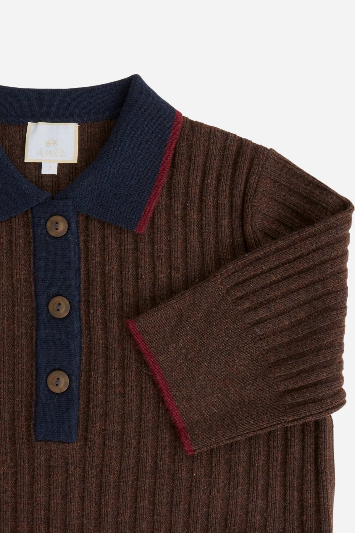 Polo in maglia da donna in lambswool dettagli a contrasto - Eugenie