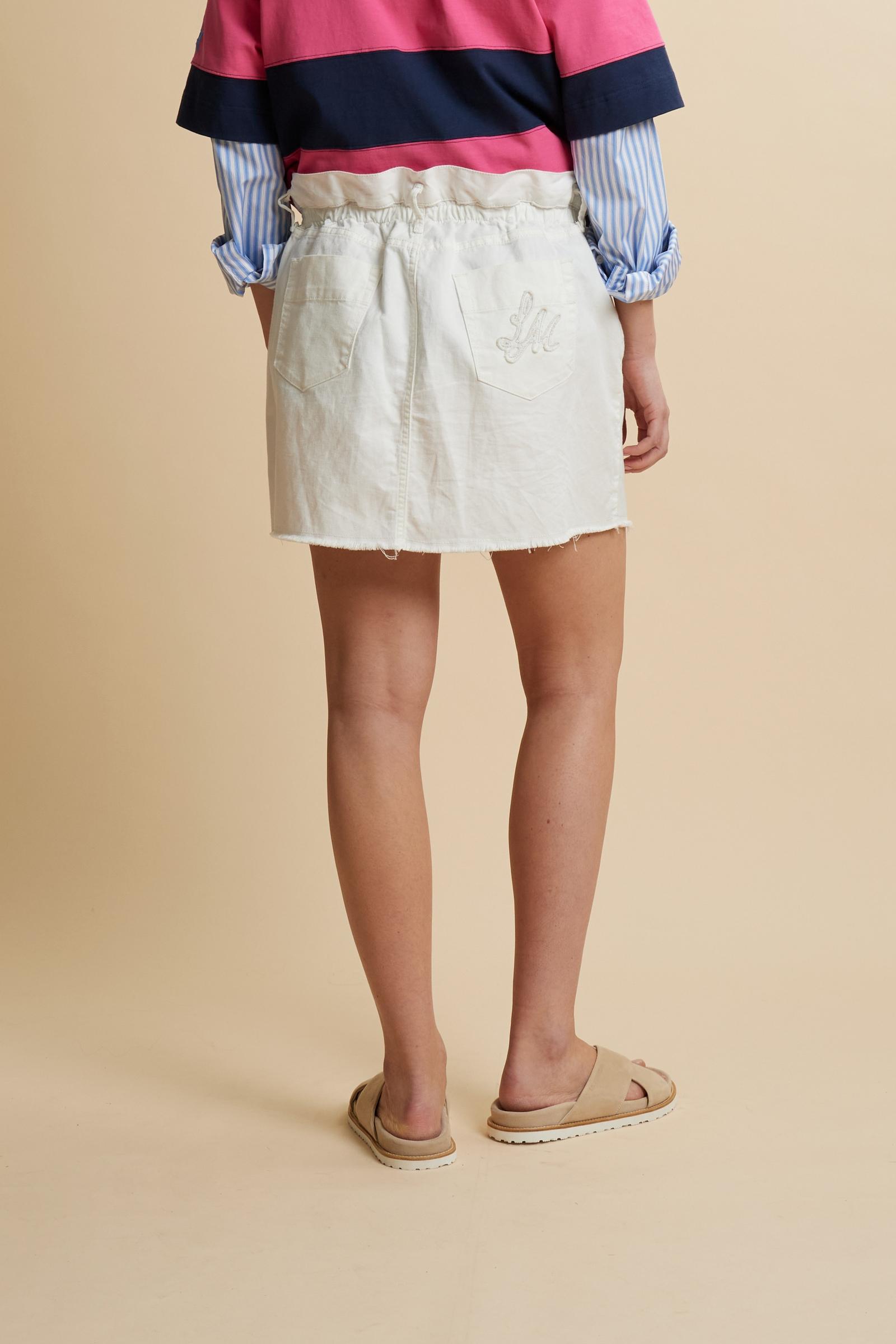 Minifalda de mujer en denim de algodón y lino – Clizia