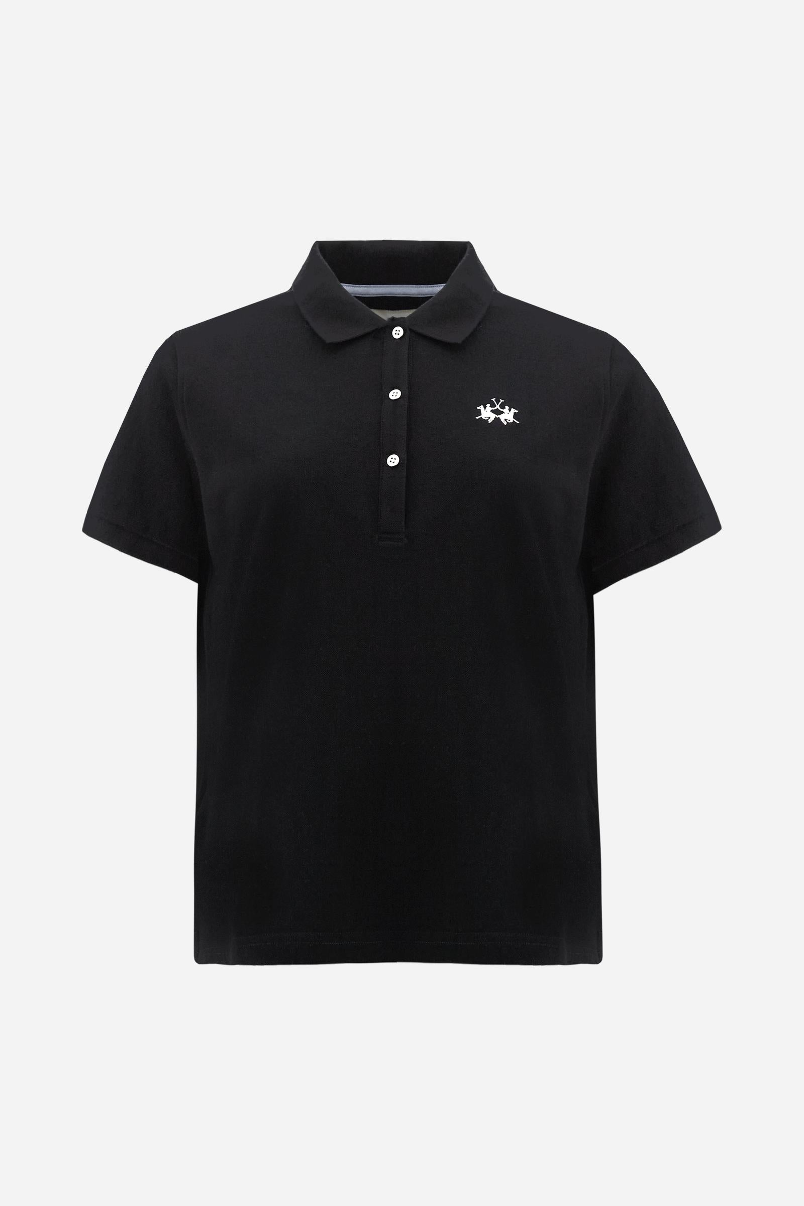 Women’s stretch piqué polo with regular fit. Iconic under-collar lettering and contrast chest logo. - Black                                                                                                                                                                                                                                                                                                                                                                                                                     