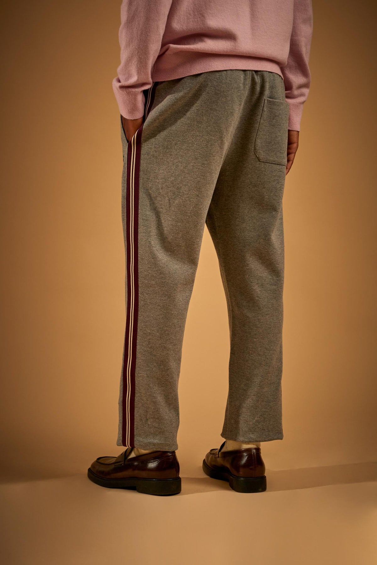 Pantalone uomo jogging interlock cotone con bande - Federico