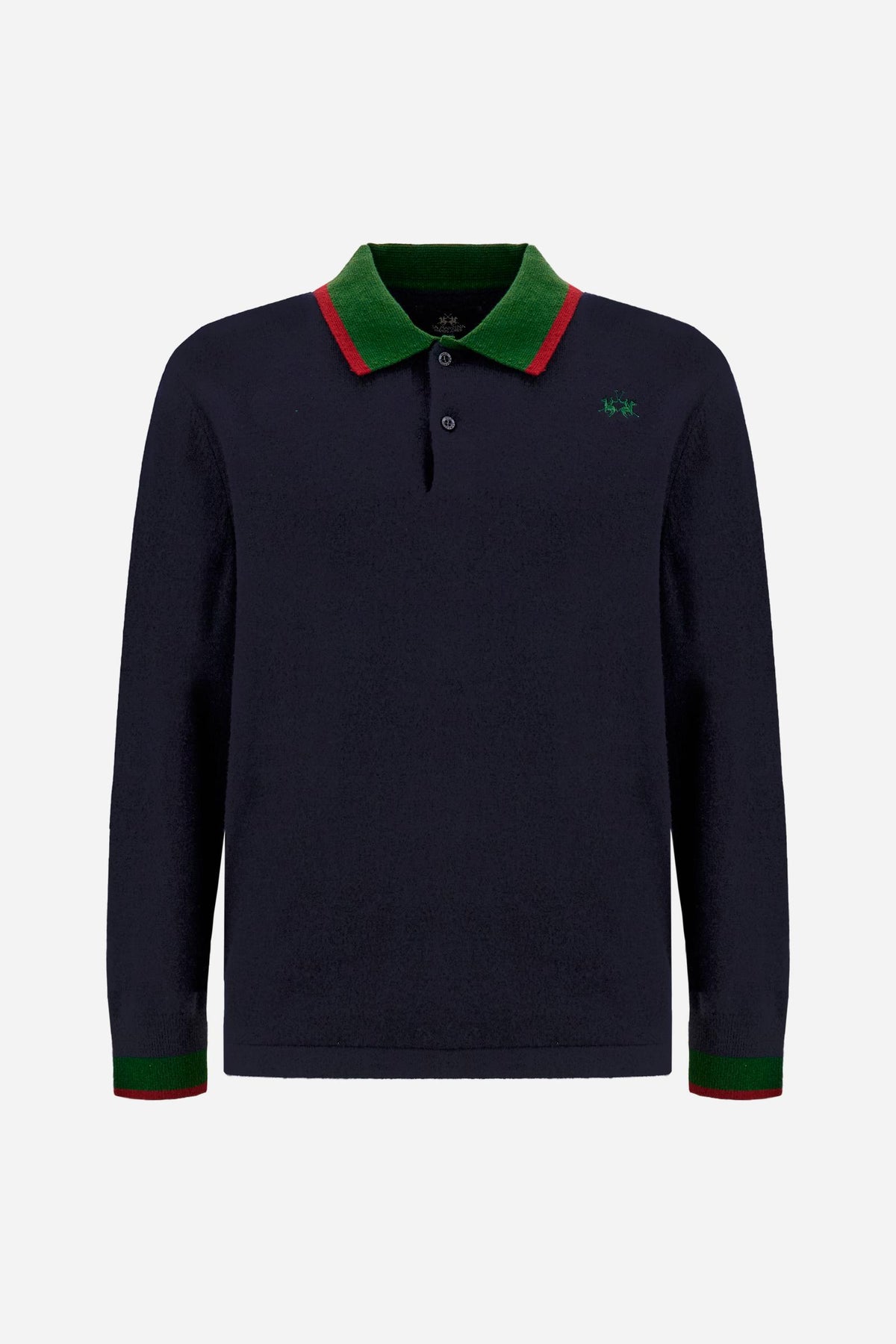 Men's polo shirt in mixed lambswool knit with ribbed collar - Eunice