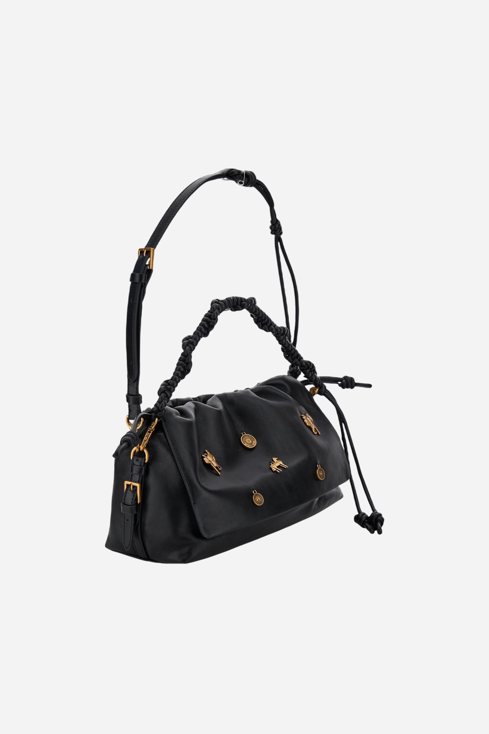 Nappa leather handbag with gold charms - Tango