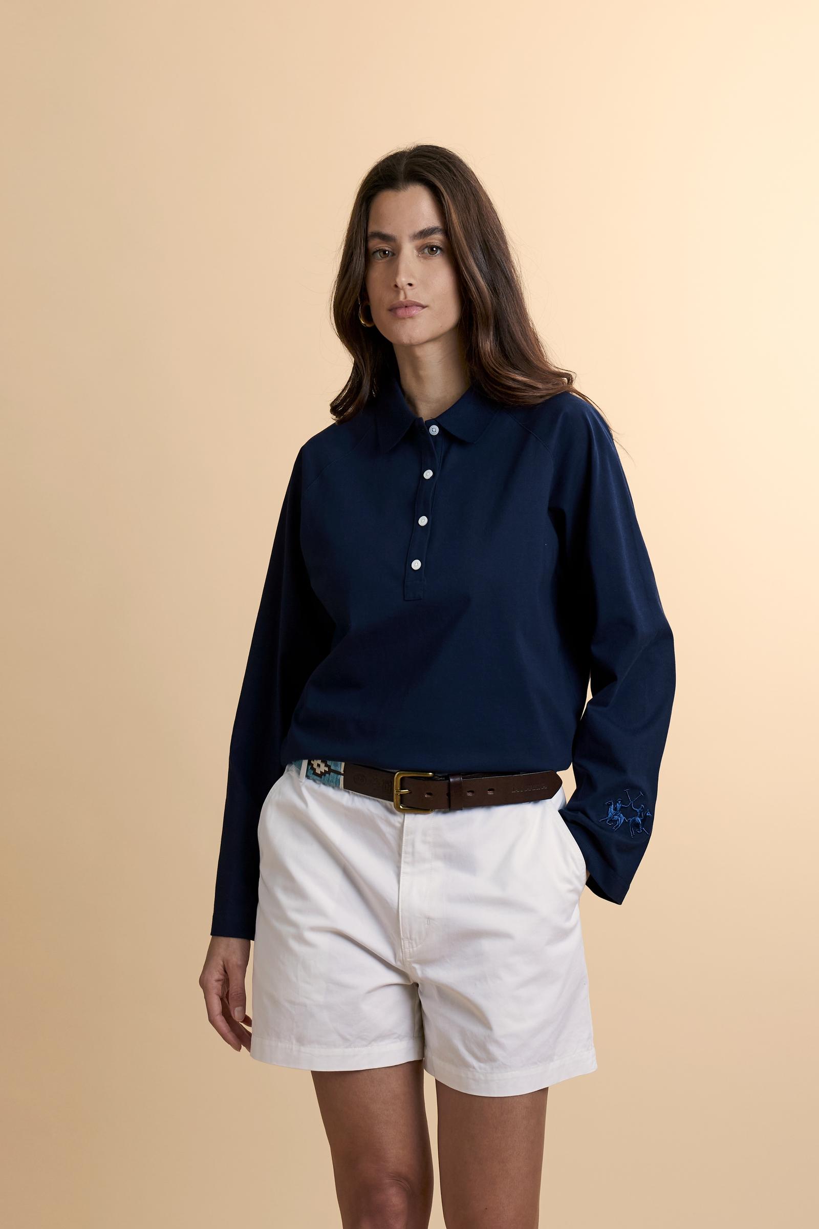 Women’s long-sleeve heavy cotton jersey polo shirt – Catalina