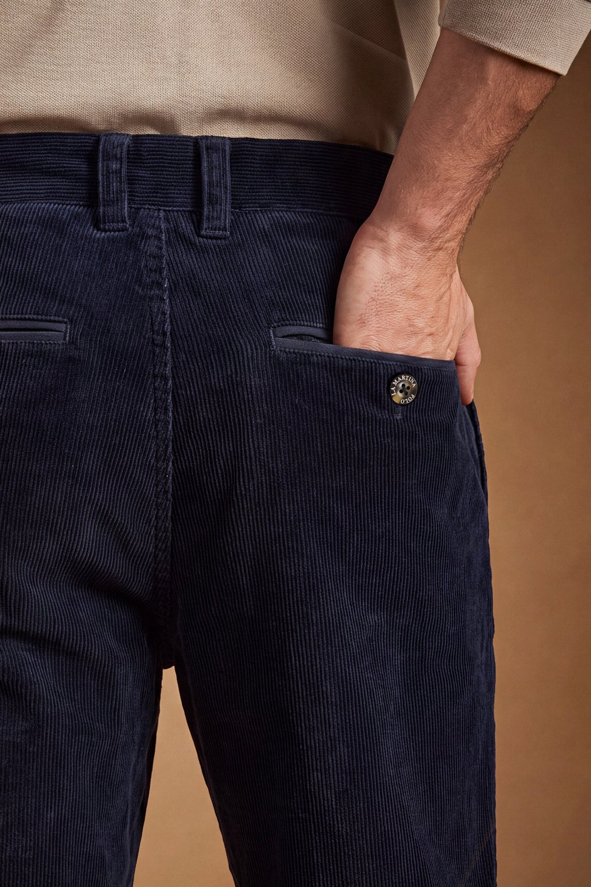 Pantalone uomo chino in velluto millerighe di cotone - Edoardo