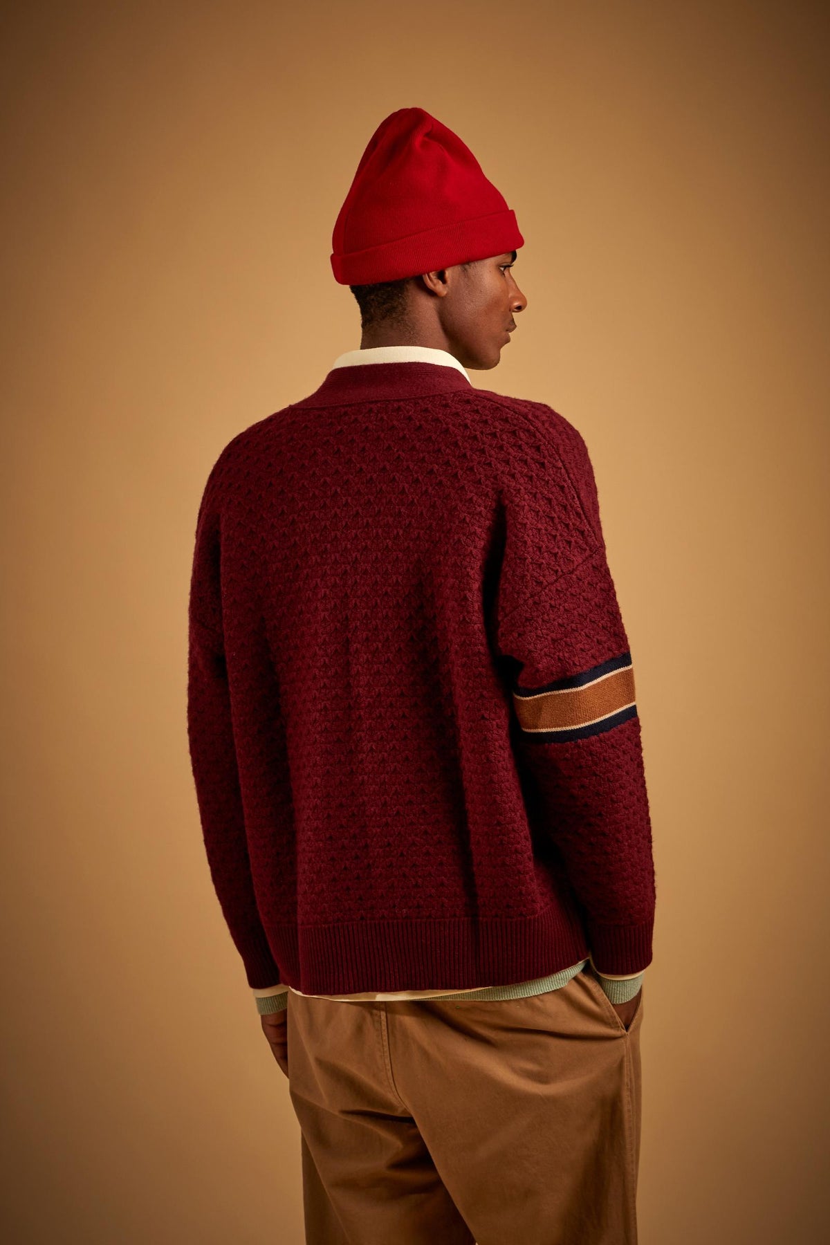 Men's cable knit cardigan in lambswool - Elric