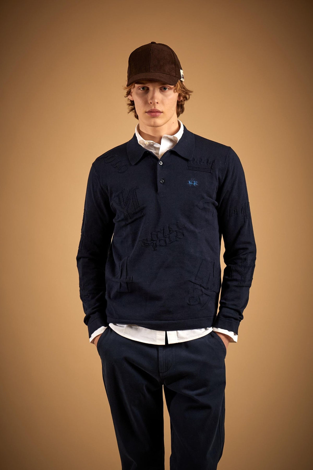 Men's jacquard cotton sweater with lettering - Erick