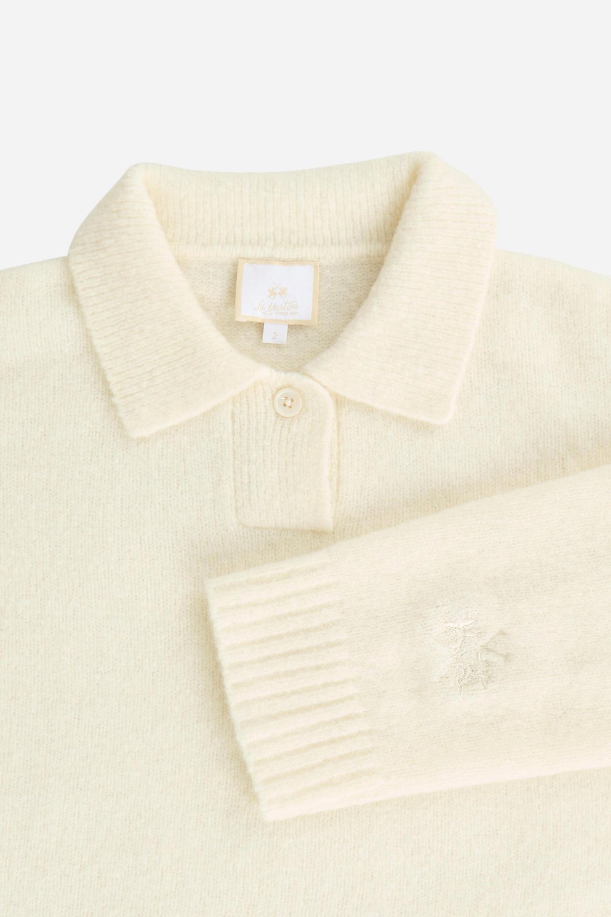 Women's cropped polo in lambswool knit - Elvira