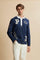Men’s long-sleeve rugby polo in heavy cotton jersey with contrast panels. Refined mix of patches and embroidery. - Navy                                                                                                                                                                                                                                                                                                                                                                                                         