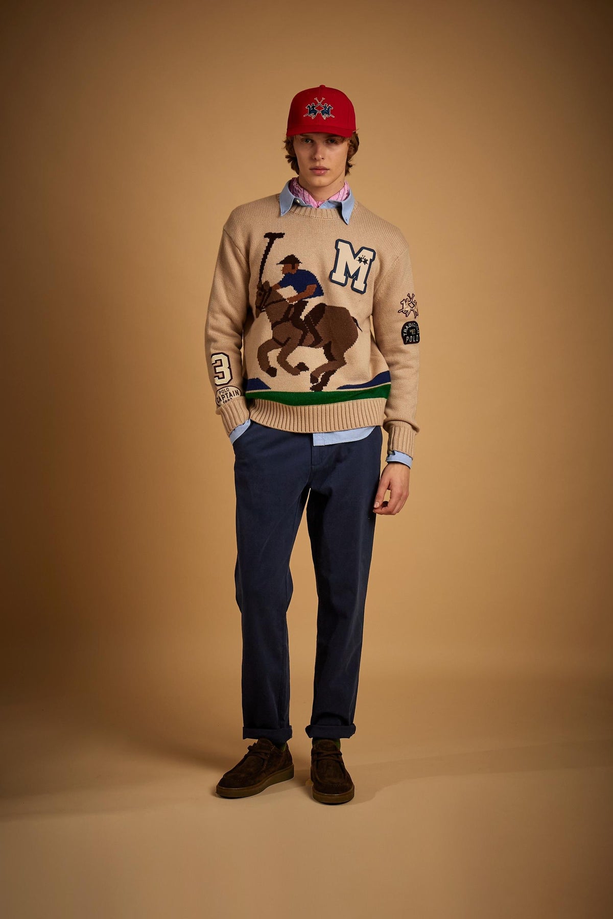 Jacquard crew neck lambswool sweater - Emmet