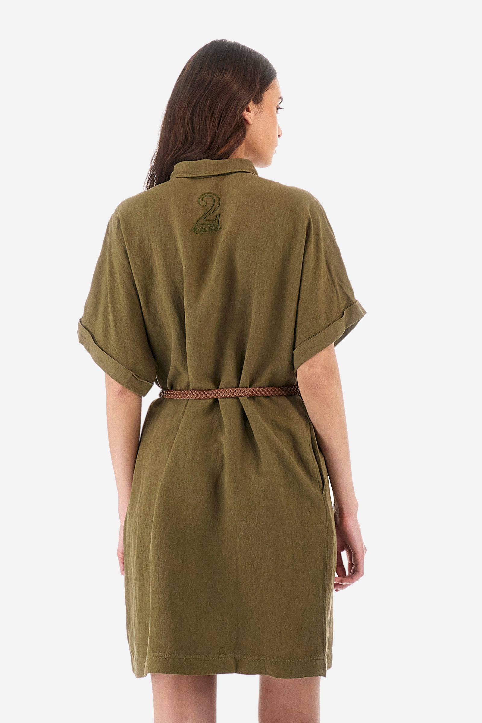 Regular-fit short-sleeves dress in a linen blend - Yaryna