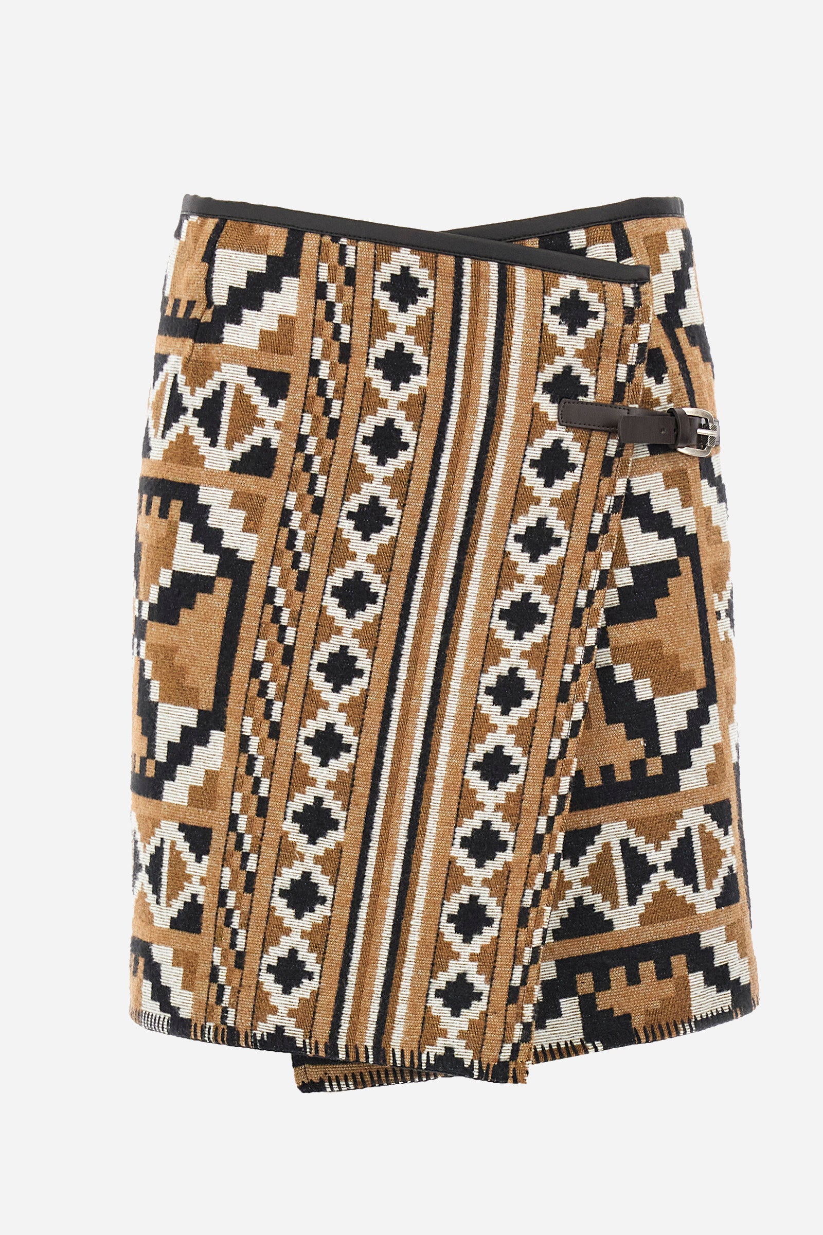 This women's mini skirt is the ideal choice for a casual and summery look. Made of cotton and viscose, it is comfortable and breathable. Its regular fit is perfect for enhancing your silhouette. Its Argentina line, combined with the checked and rhombus print, makes it captivating and fashionable. The wallet fastening with leather side strap adds a retro touch. With this skirt you can face your days with style and comfort. The model is 174 cm tall and wears a size 2. - BrSugar/Black/OffWhi