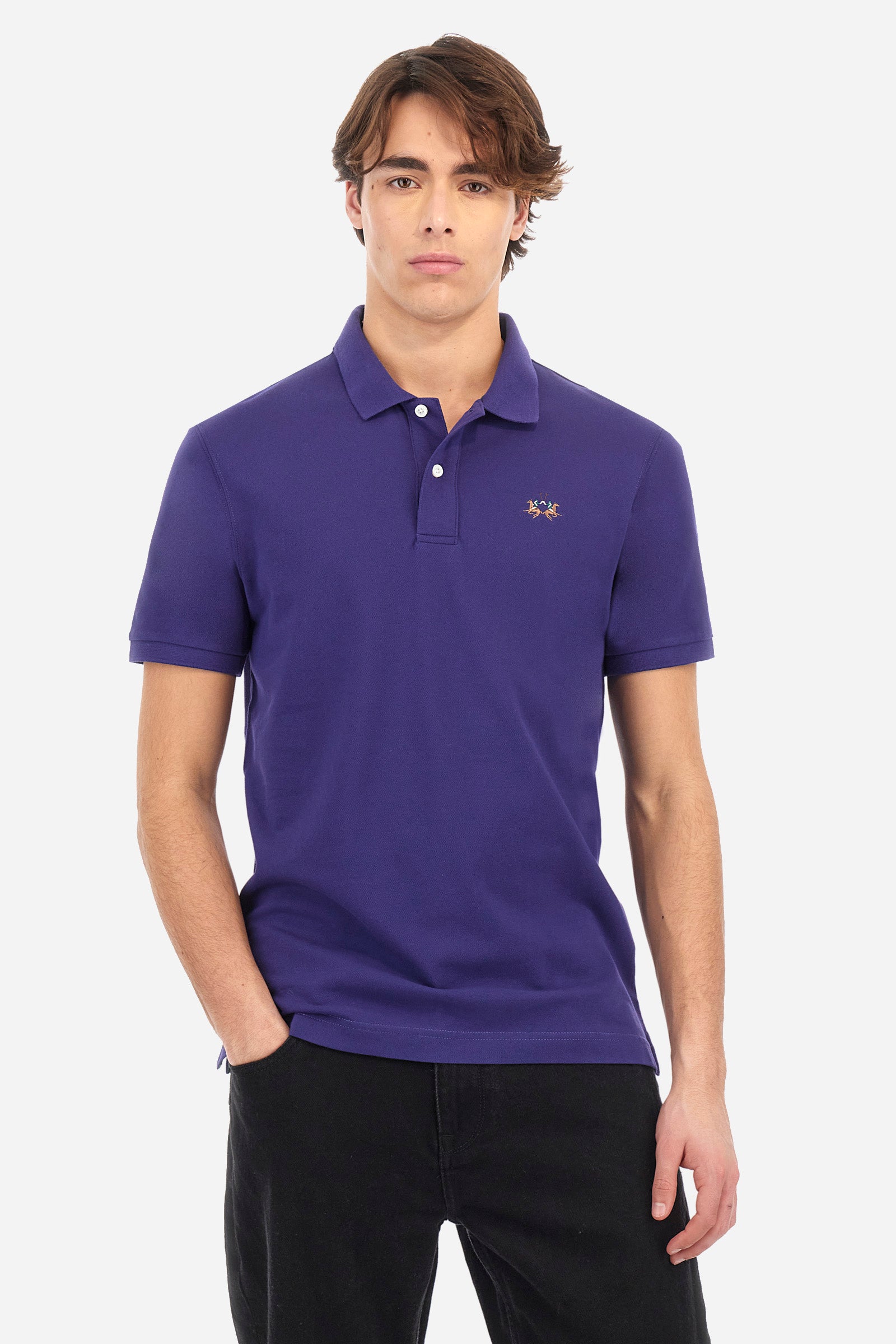 Slim fit cotton piqué polo shirt - Eduardo