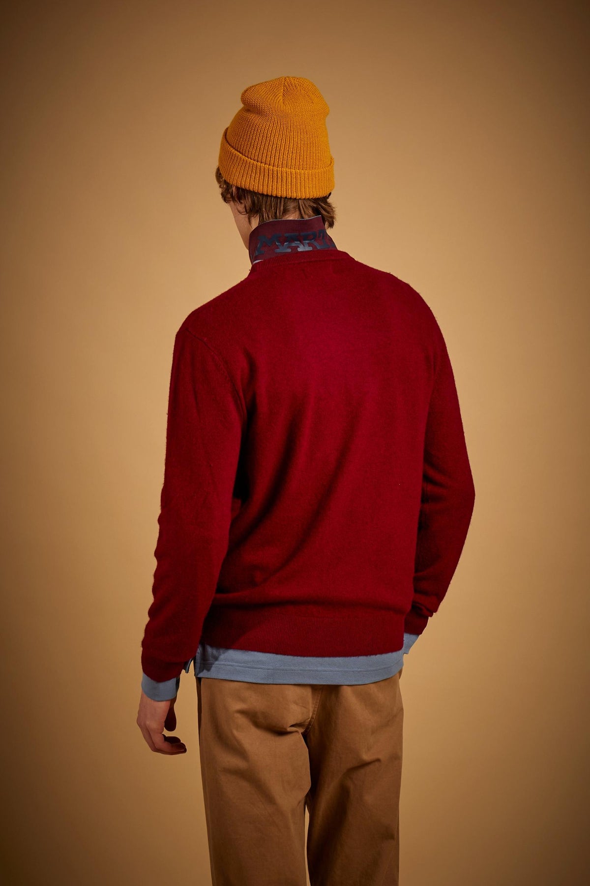Men's crew neck lambswool sweater with tricolor logo - Ethan