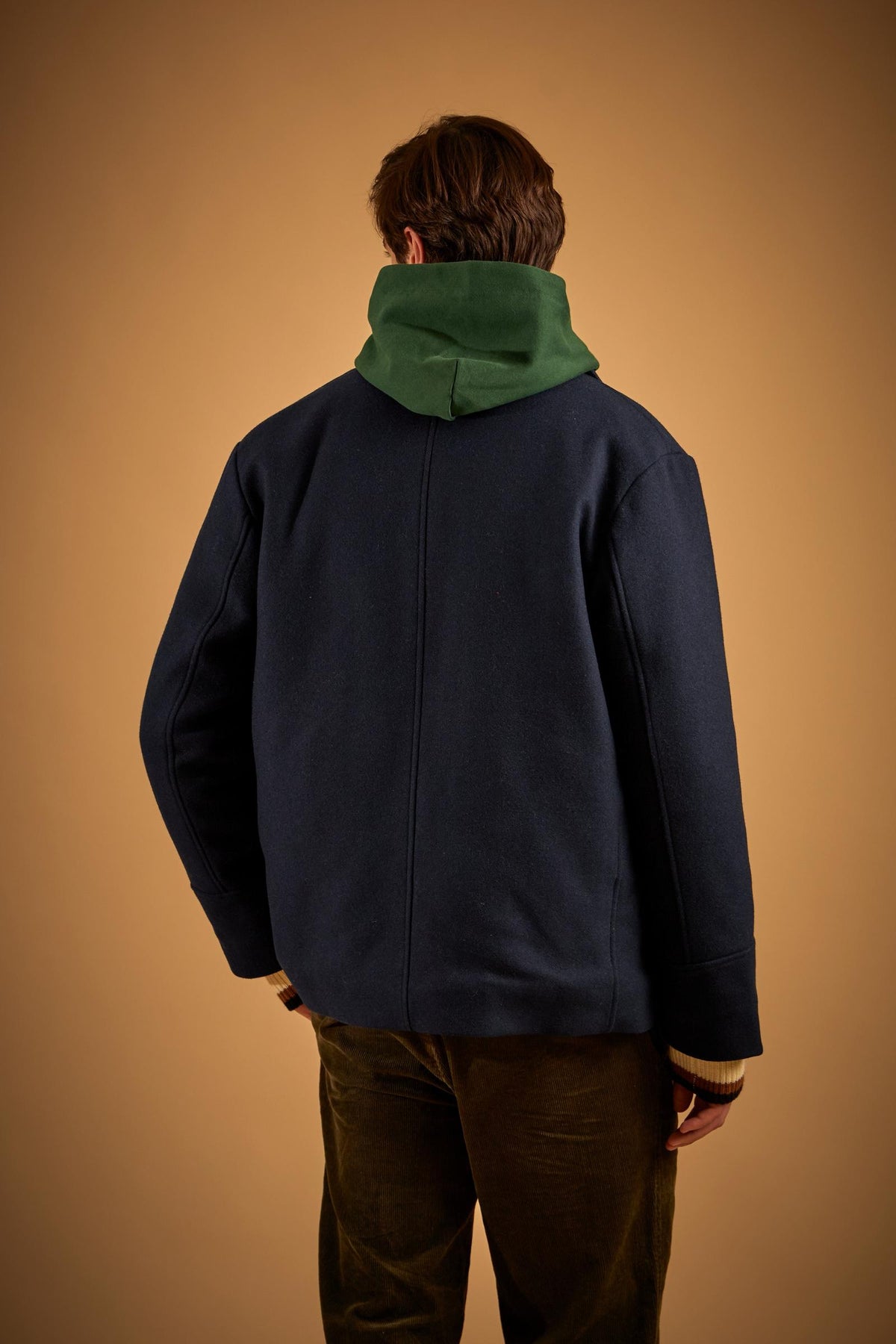 Men's padded pea coat in wool felt - Dell
