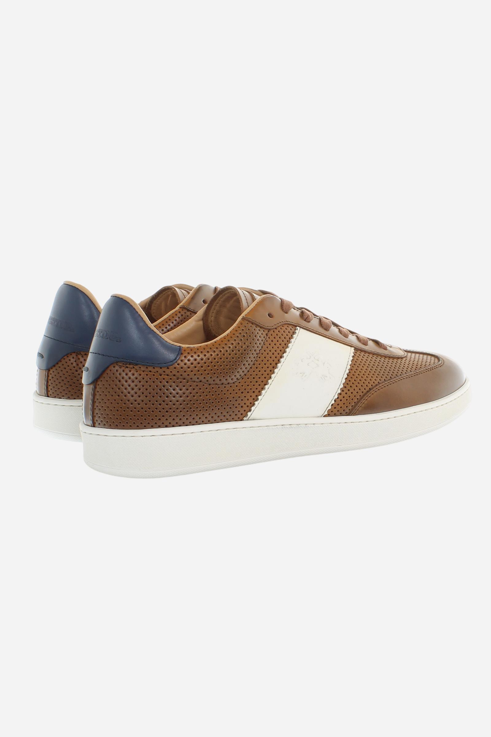 Sneakers Homme en Cuir Végétal avec Bande Contrastée – Core Sage
