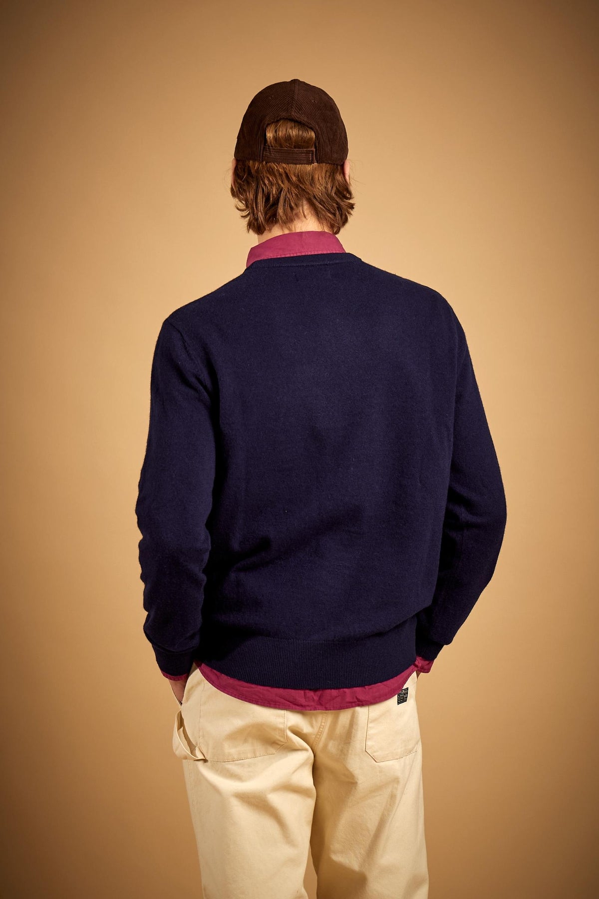 Herren Rundhals-Pullover aus Lammwolle mit dreifarbigem Logo - Ethan