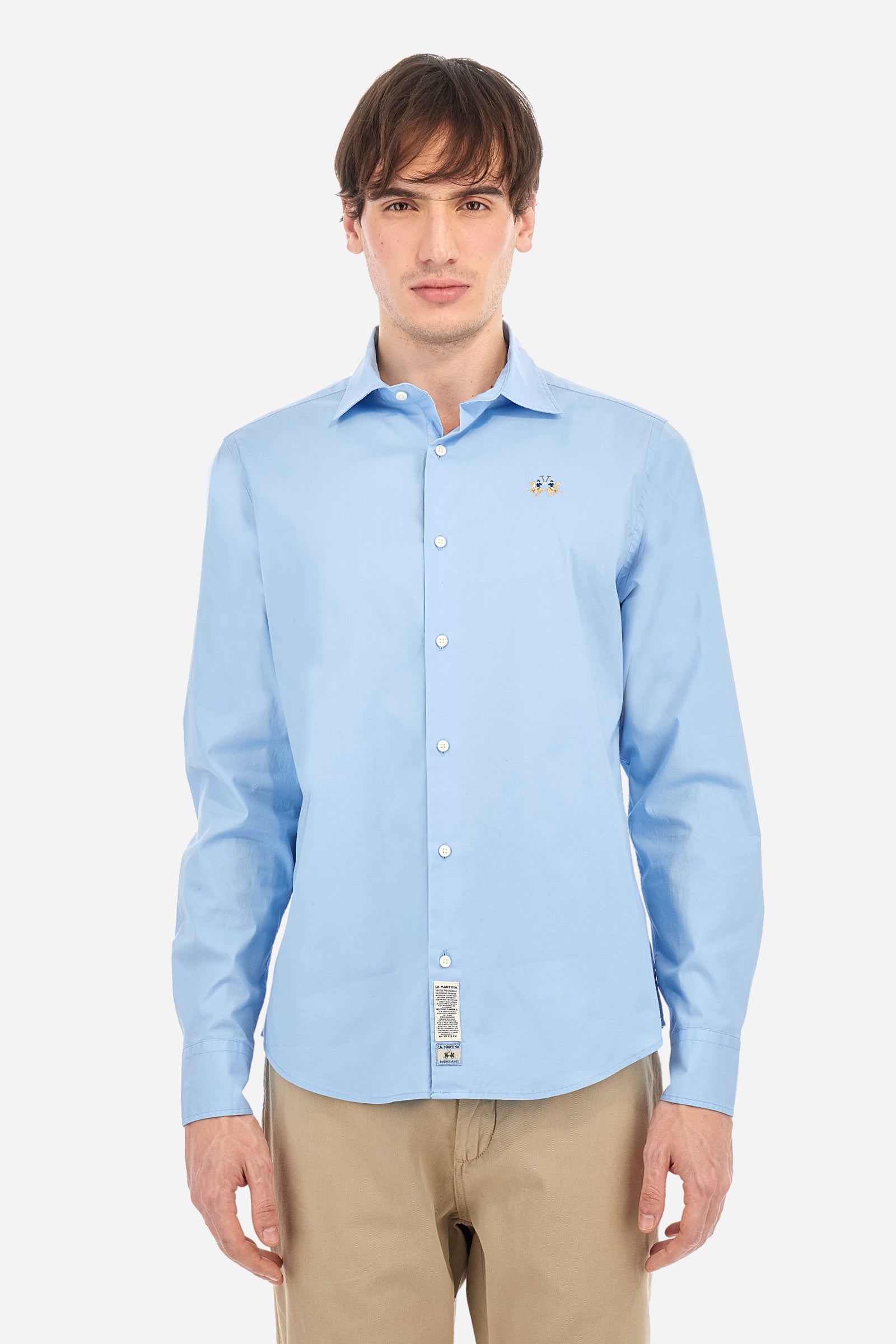 Cotton shirt in poplin cotton with slim fit - Garrick