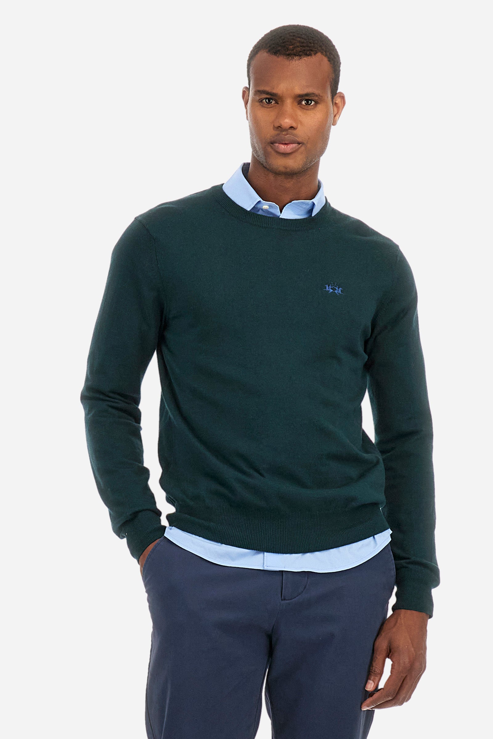 Regular fit pullover in cotton and wool - Zayden