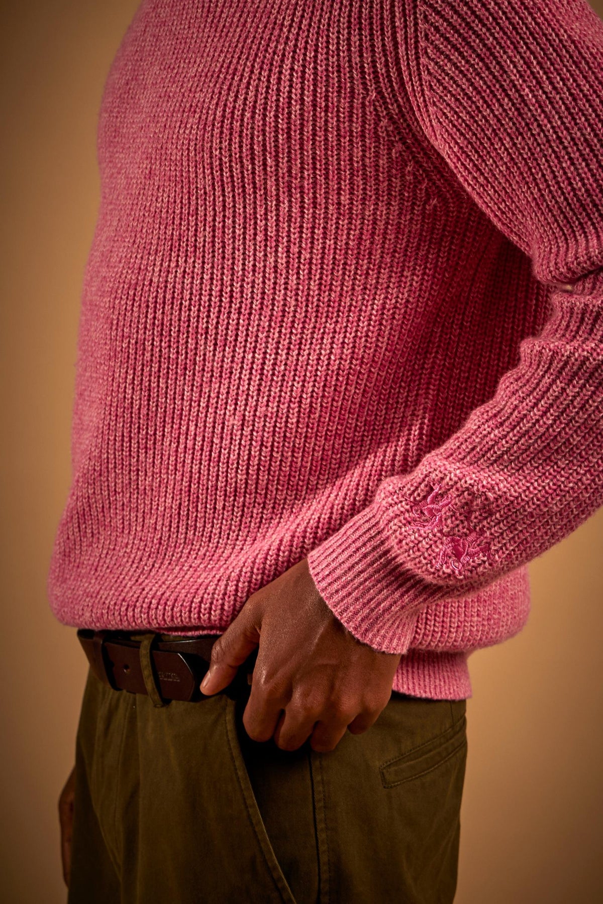 Men's crew neck mouliné lambswool sweater - Eddy