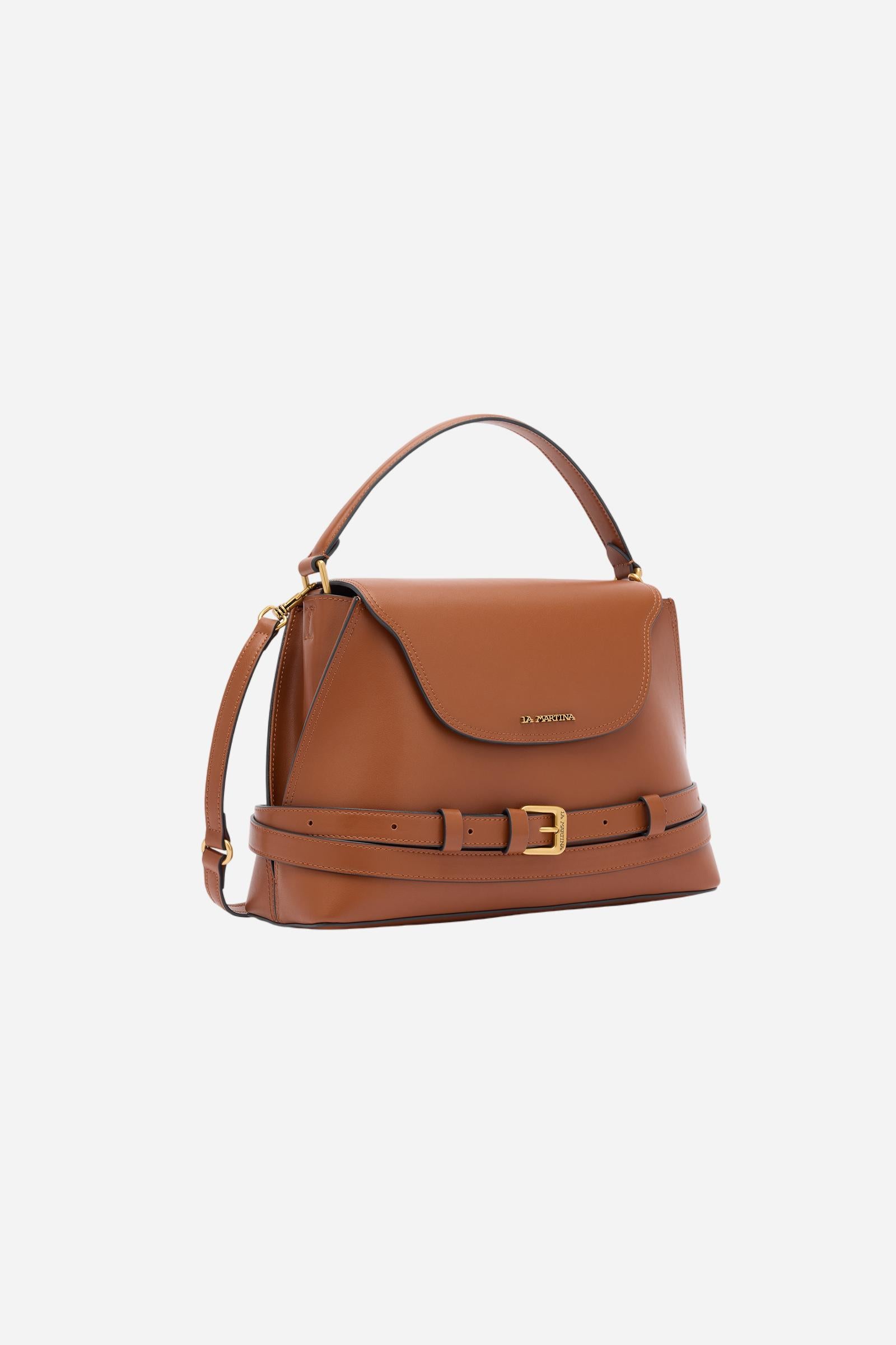 Sac cabas trapèze en cuir de veau avec rabat – Selva