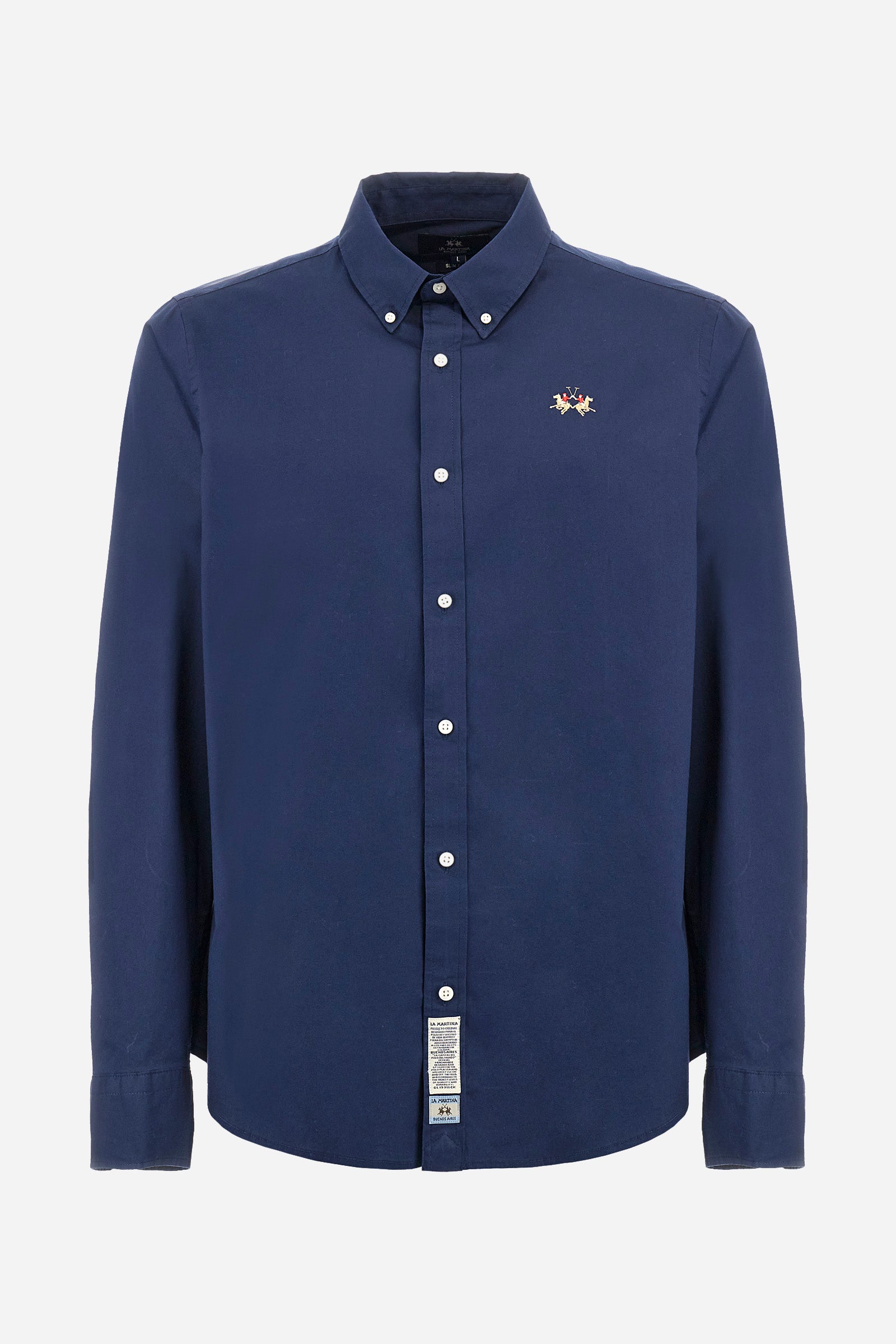 Slim-fit shirt in elasticated cotton - Leon