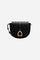 Small crossbody bag in calfskin leather and leather. Curved design with large golden buckle and contrasting details. - Black                                                                                                                                                                                                                                                                                                                                                                                                    