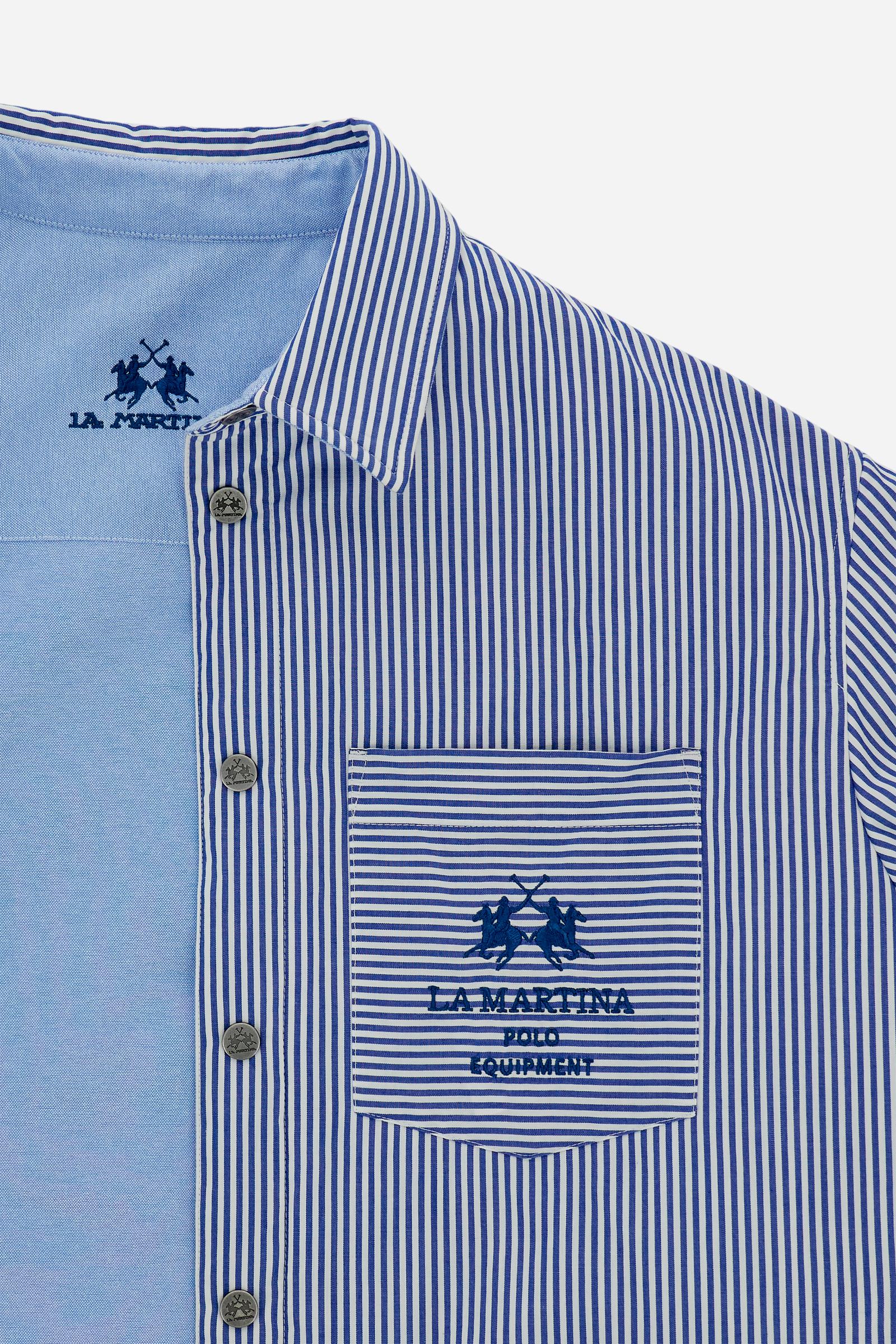 Men’s double-face overshirt in oxford and striped cotton - Chile