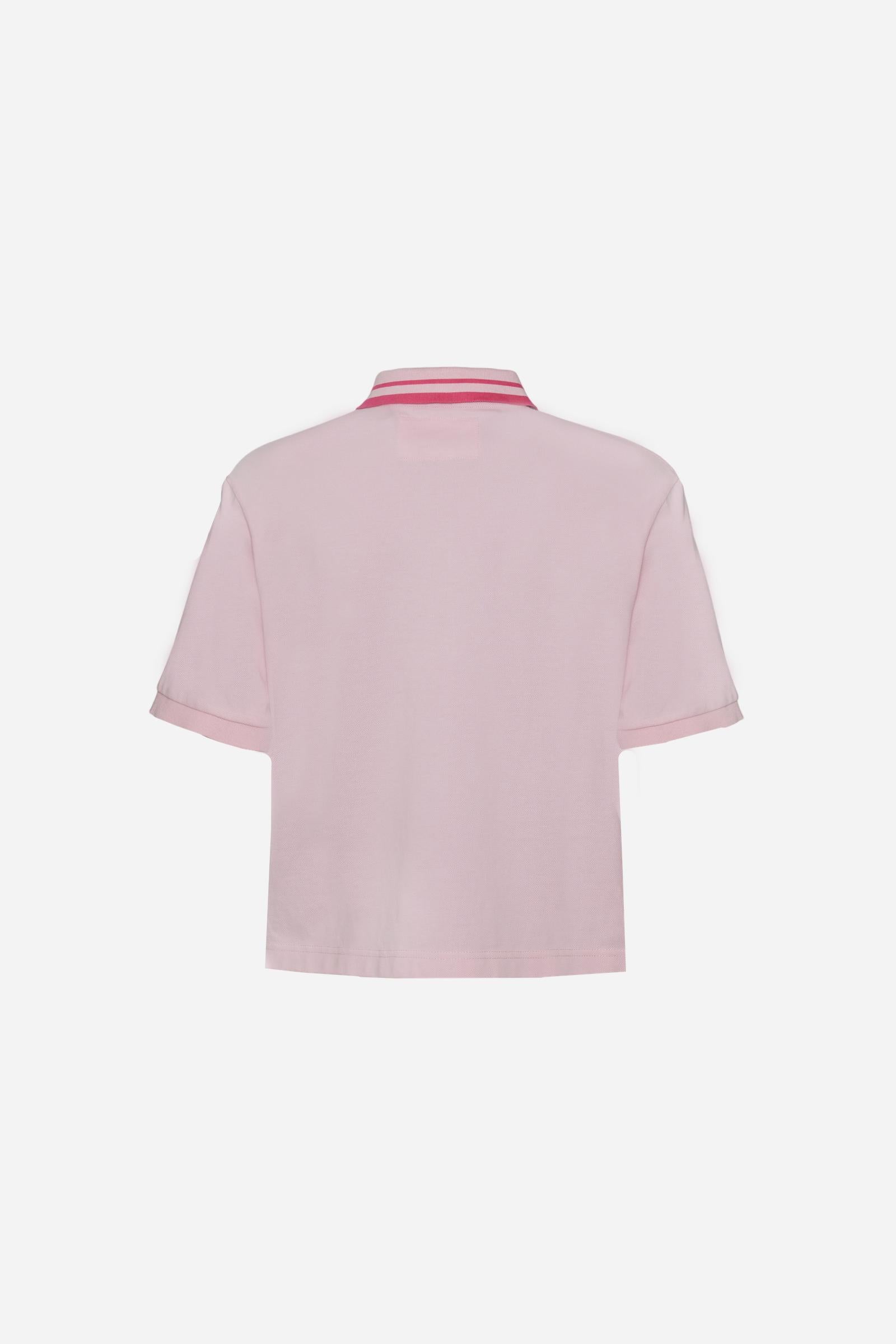 Women's crop fit polo in piqué with maxi logo - Clementina