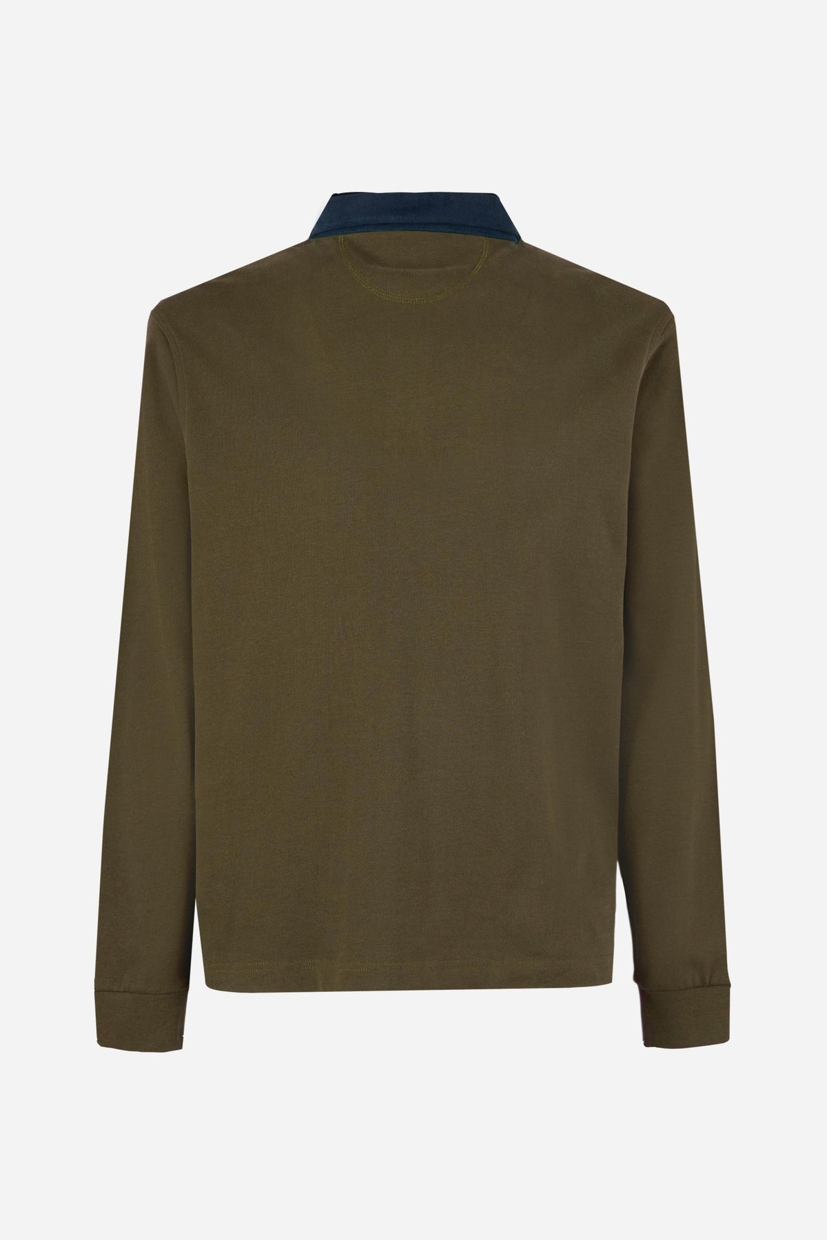 Men's long-sleeve polo made from heavy cotton jersey with ribbed cuffs, contrasting gabardine collar, embroidered logo, and a comfortable regular fit. - Hot Fudge
