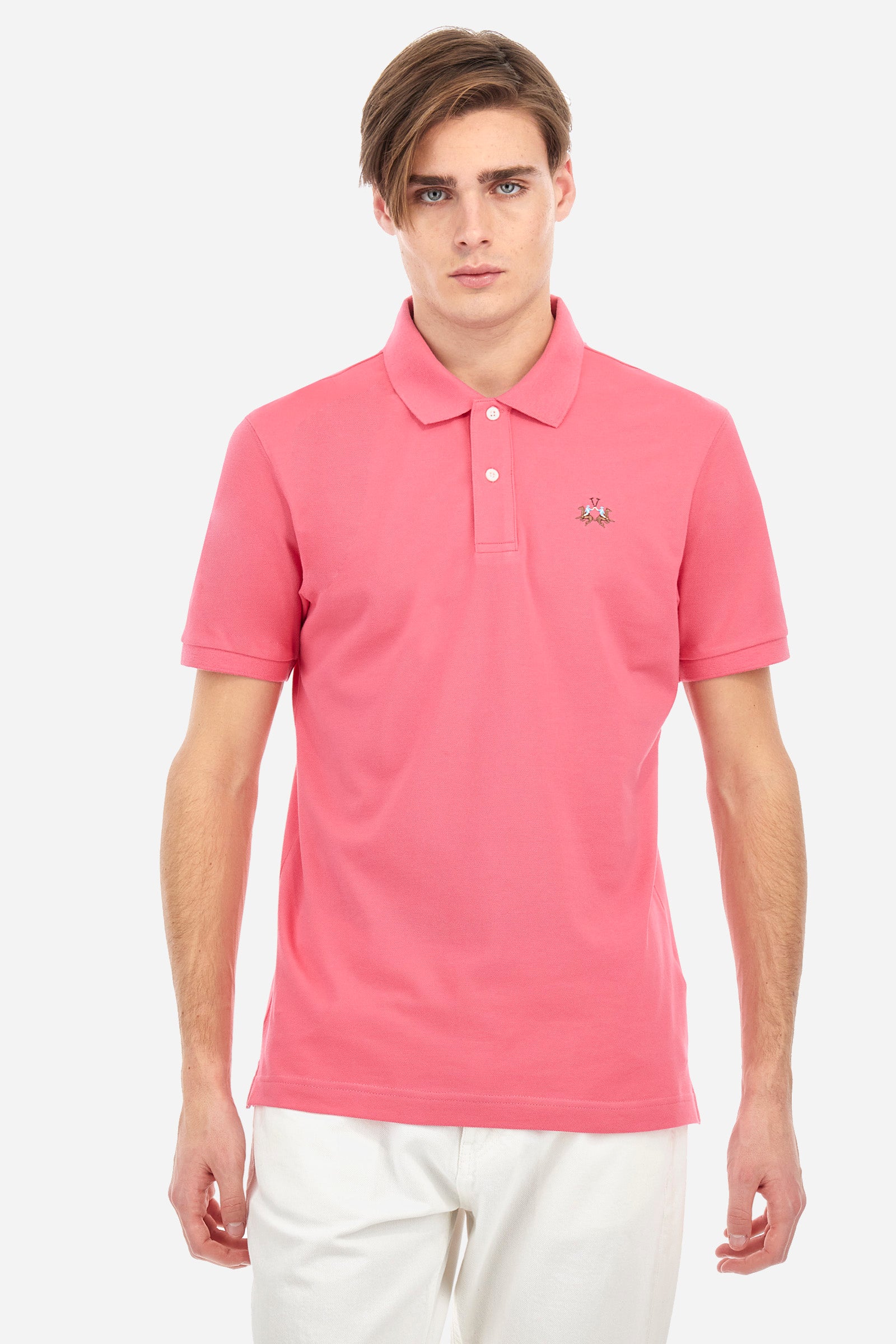 Poloshirt aus Stretch-Piqué-Baumwolle mit schmaler Passform – Eduardo