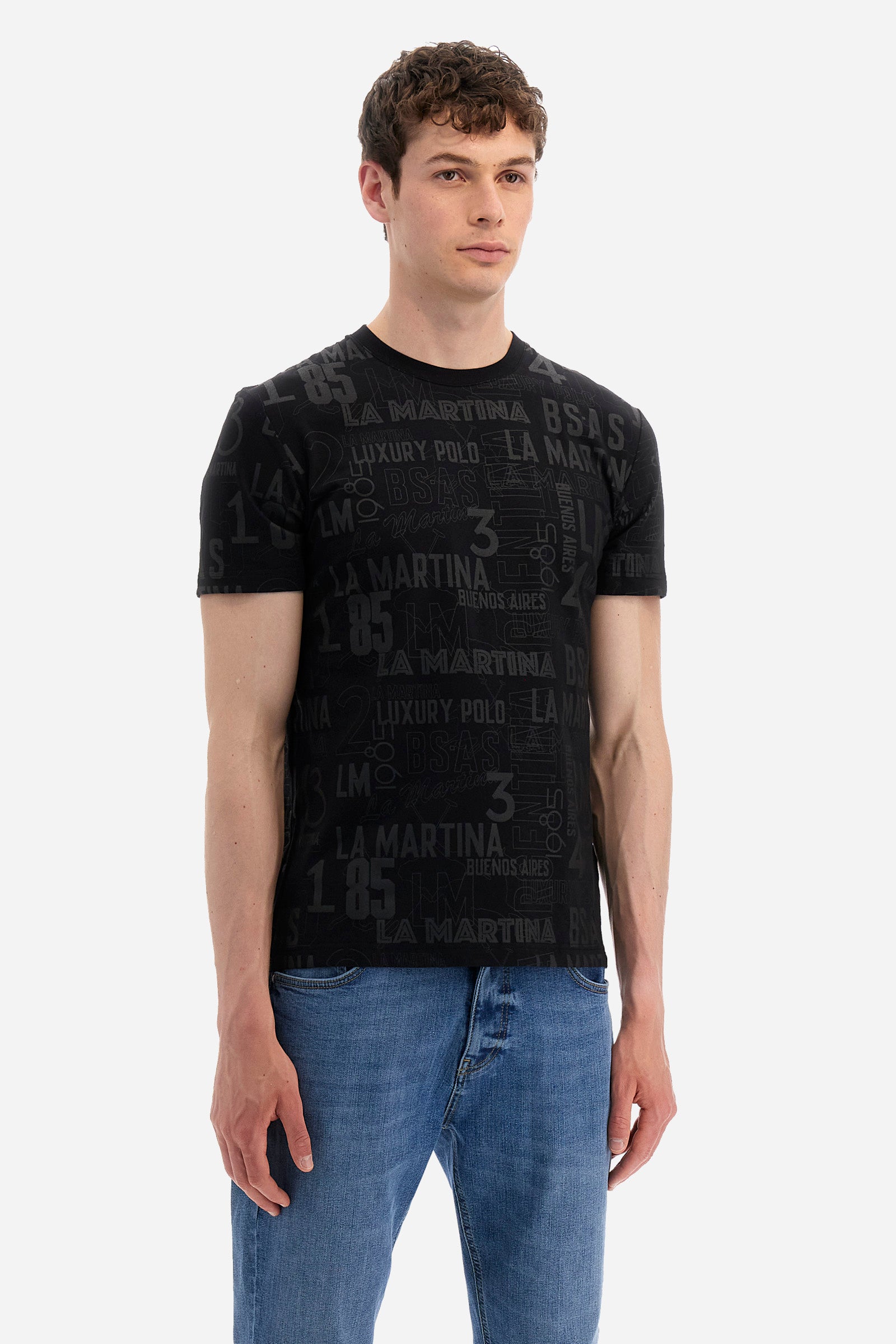 T-shirt regular fit in cotone elasticizzato - Yvo