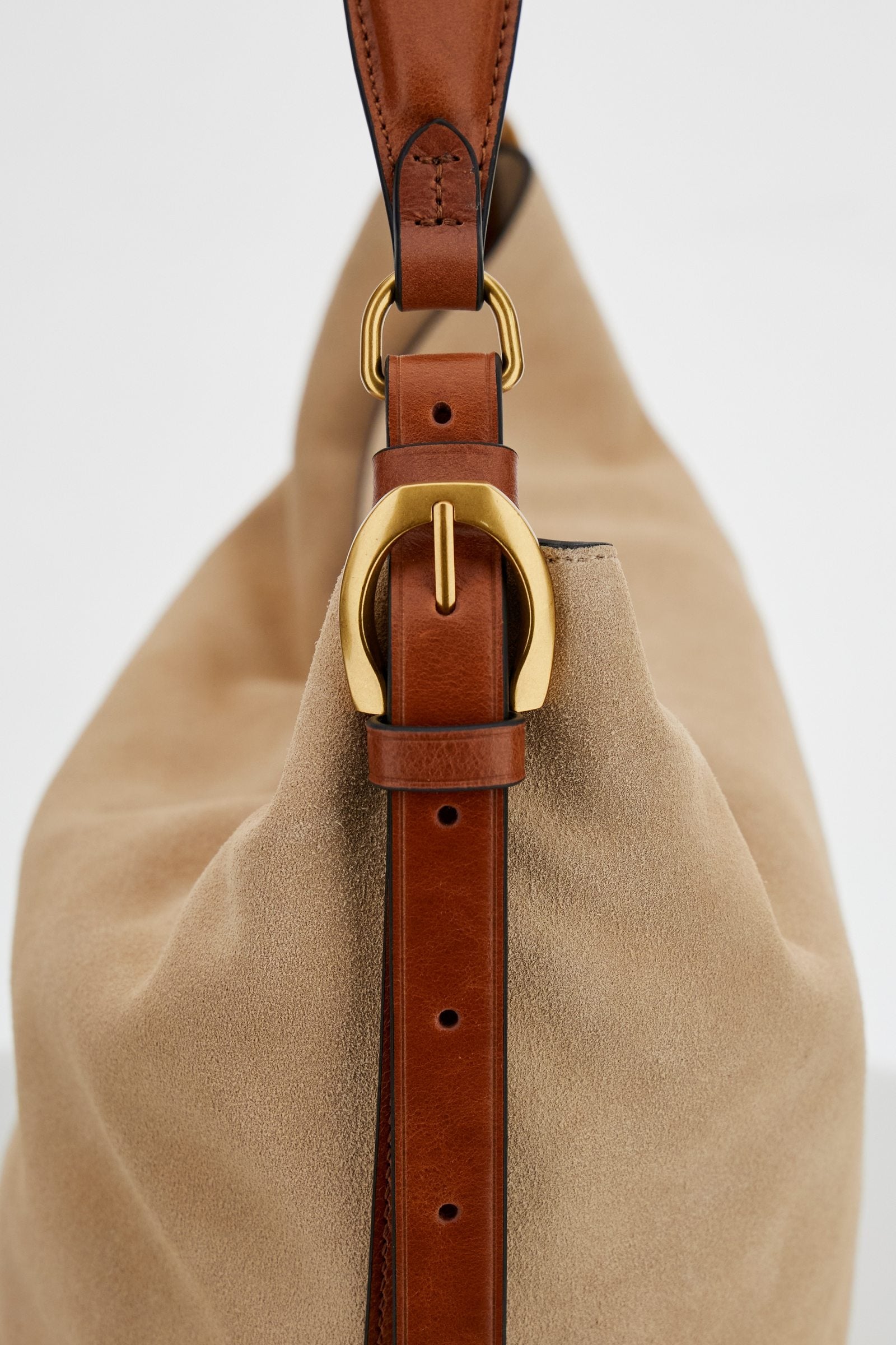 Suede and leather bucket bag – Large Shoulder Bag