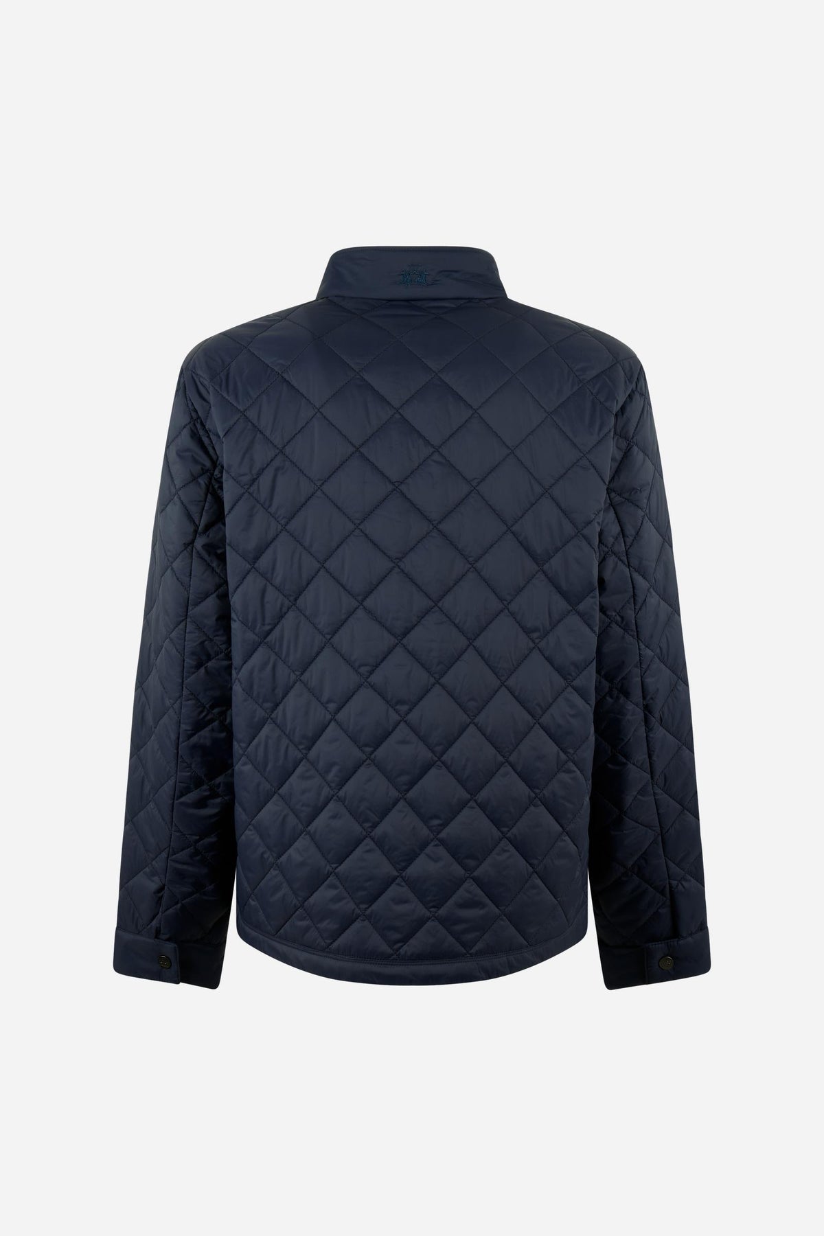 Men's quilted nylon jacket with polyamide lining and polyester padding for lightweight warmth, high collar, zip and snap closure, patch pockets, and a clean, regular fit. - Navy Blazer