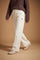 Women's pants in soft brushed cotton with an elastic waistband, adjustable drawstring, vertical side pockets, and a relaxed wide-leg fit for all-day comfort. - Pristine