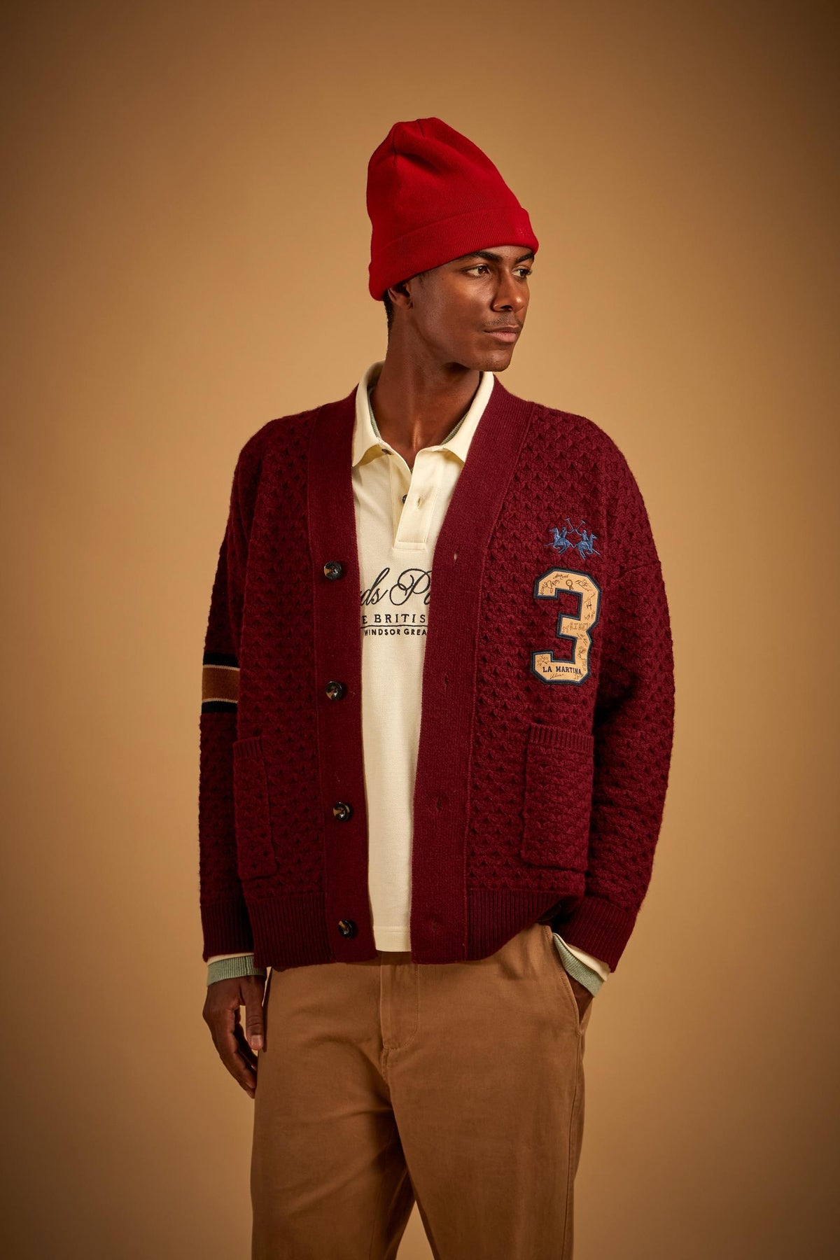 Men's cable knit cardigan in lambswool - Elric
