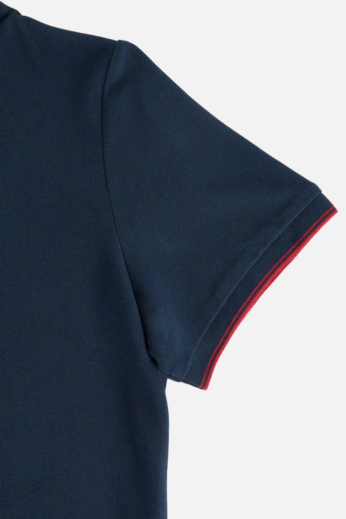 Women's 100% cotton piqué polo with regular fit, ribbed collar and cuffs, contrasting edges, 3-button front, and embroidered logo for a classic, comfortable style. - Navy Blazer