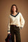 Women's V-neck cable knit lambswool sweater - Edelma