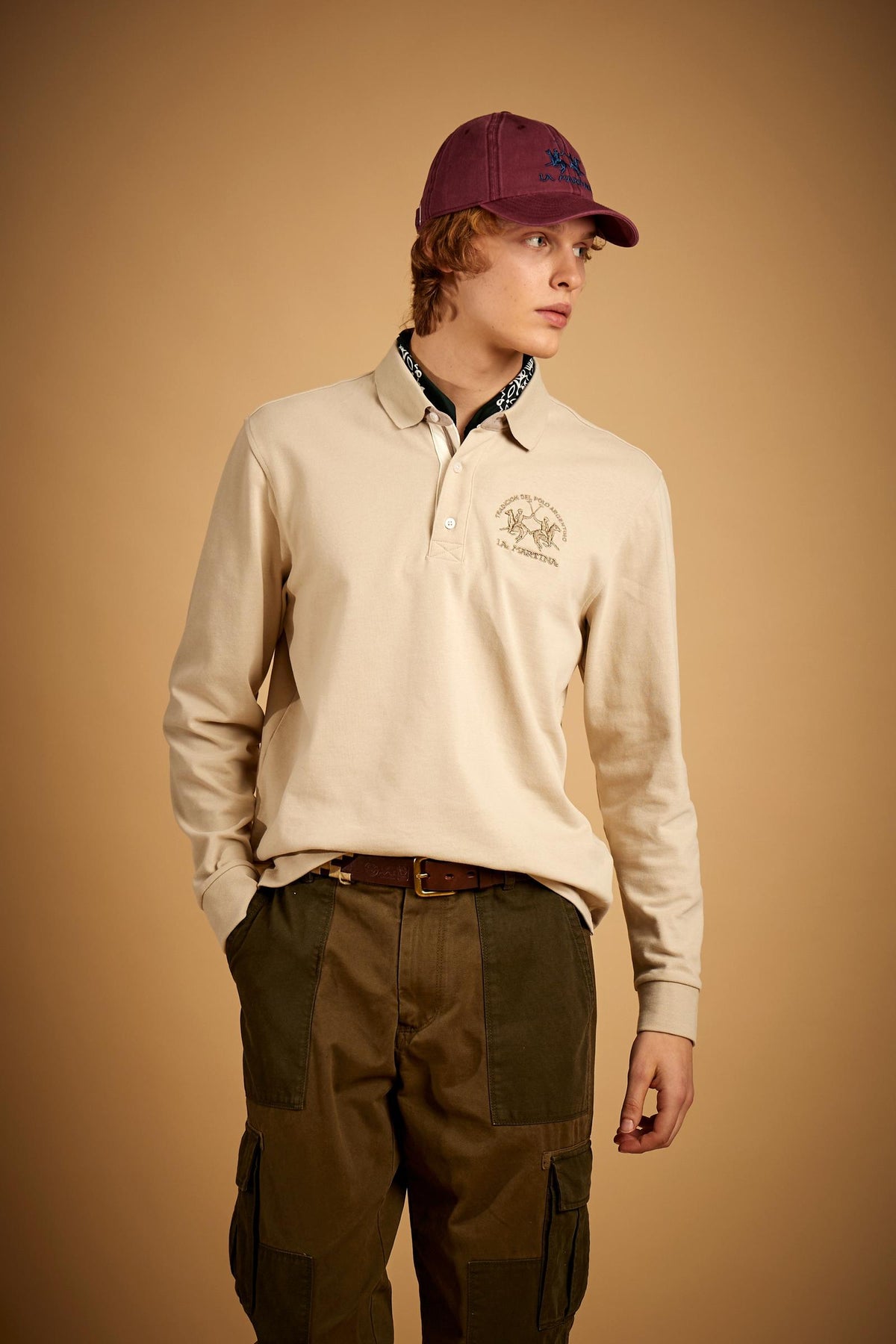Men's polo in soft-touch jersey with team logo - Dirk