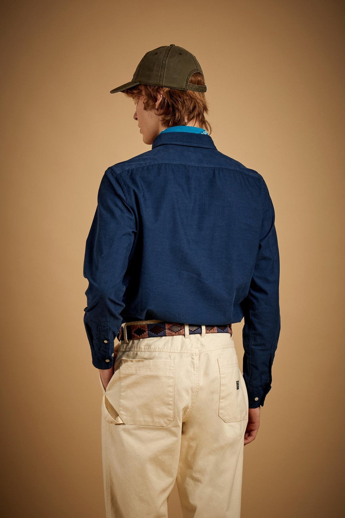 Men's cotton velvet shirt with contrasting logo - Taron
